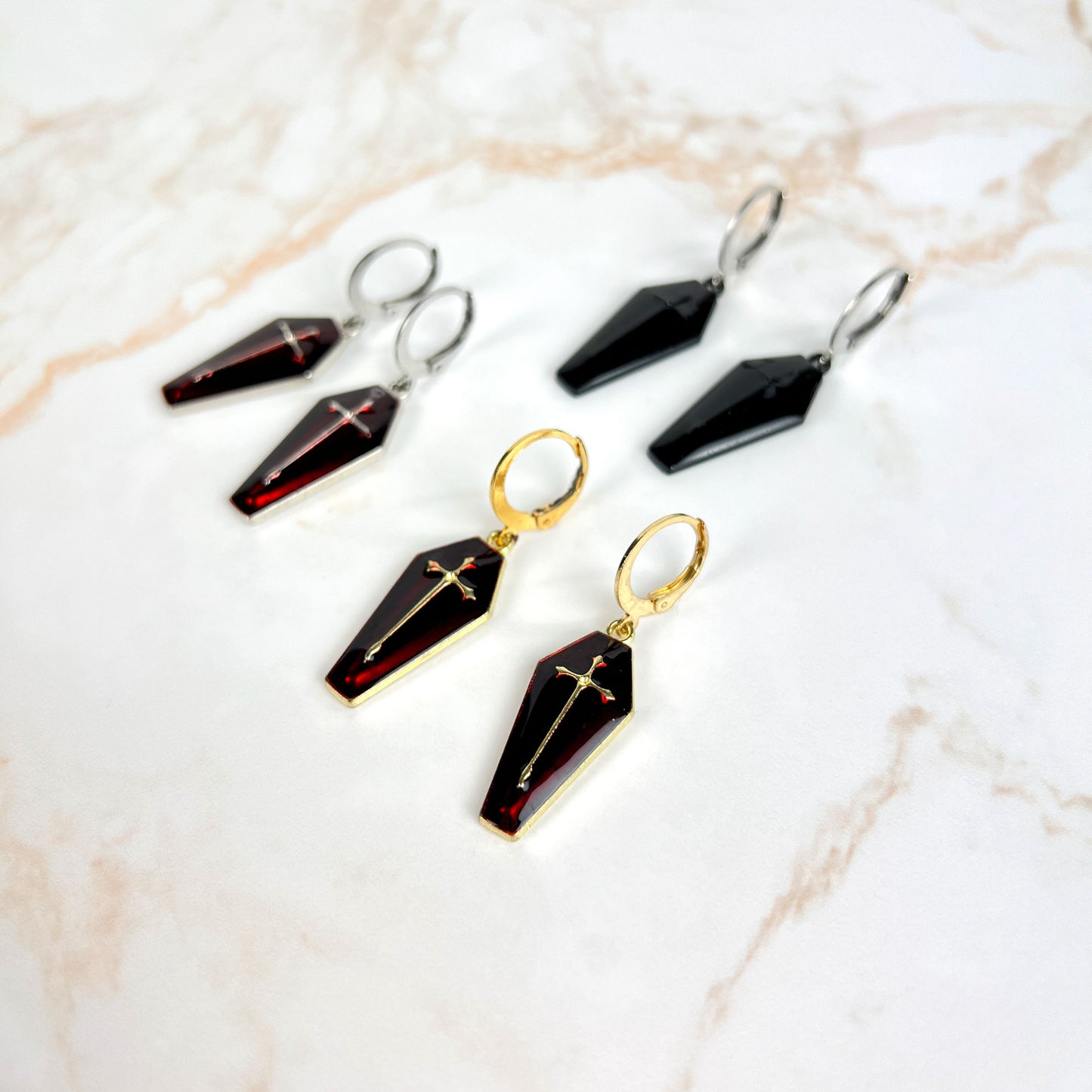 Coffins gothic earrings dark goth Halloween jewelry Baguette Magick