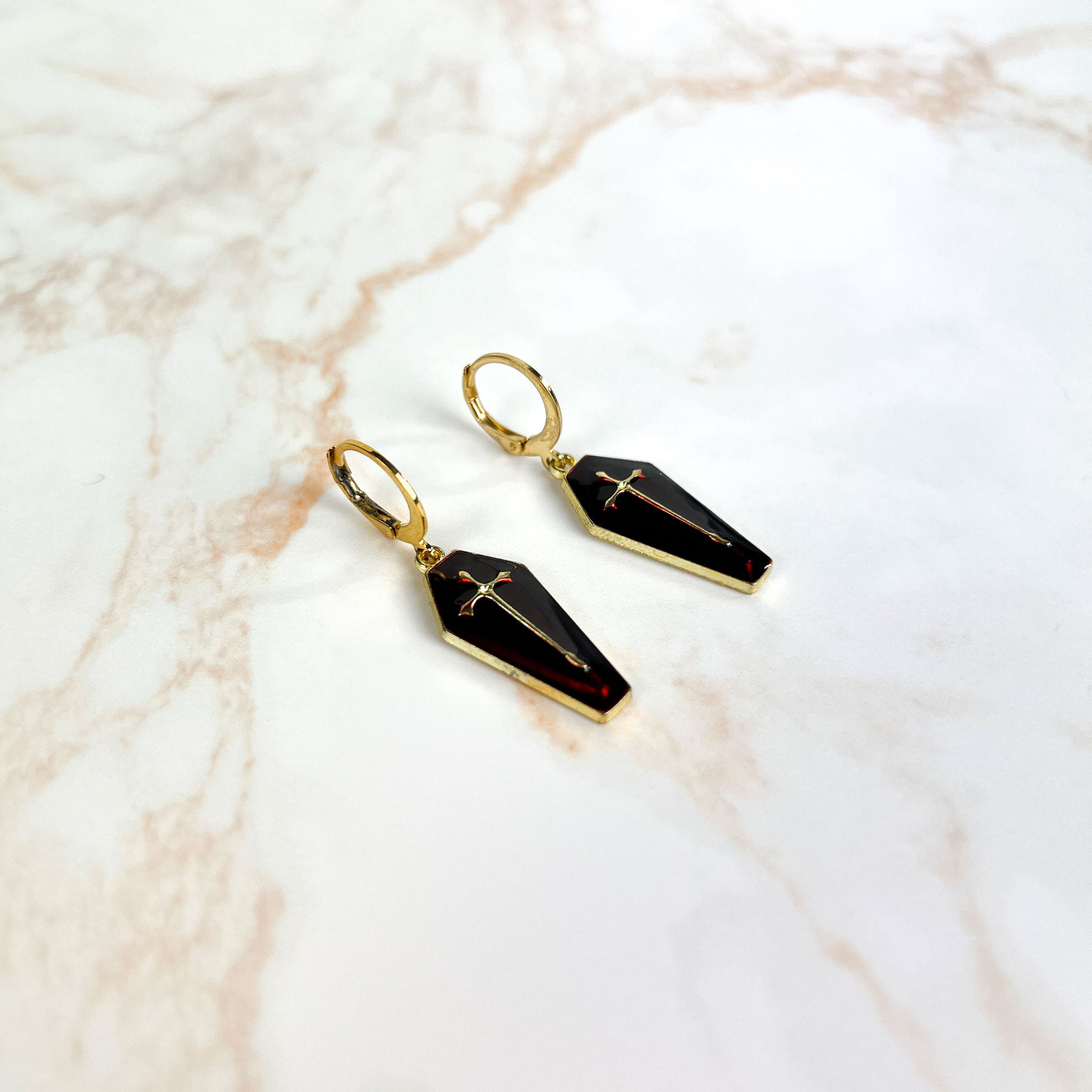 Coffins gothic earrings dark goth Halloween jewelry Baguette Magick
