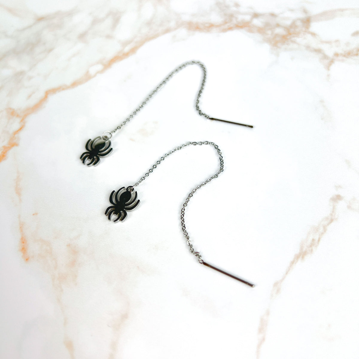 Spider threader stainless steel earrings Baguette Magick