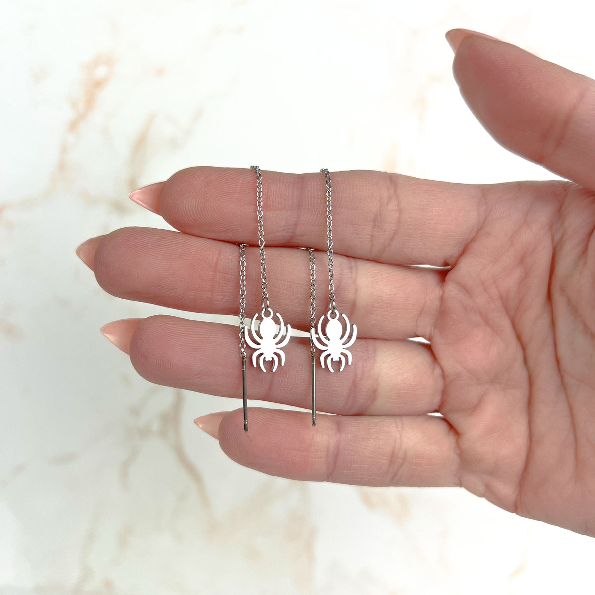 Spider threader stainless steel earrings Baguette Magick
