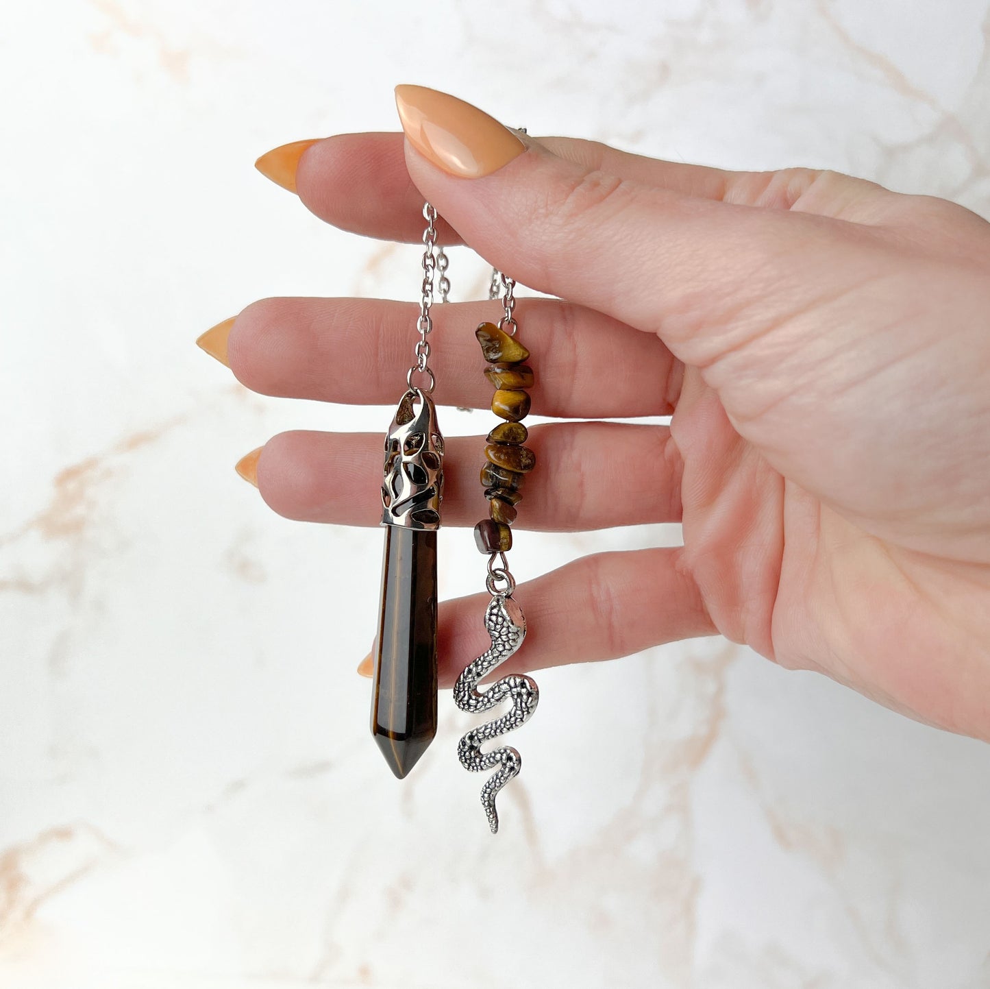 Tiger eye and snake dowsing divination pendulum Baguette Magick