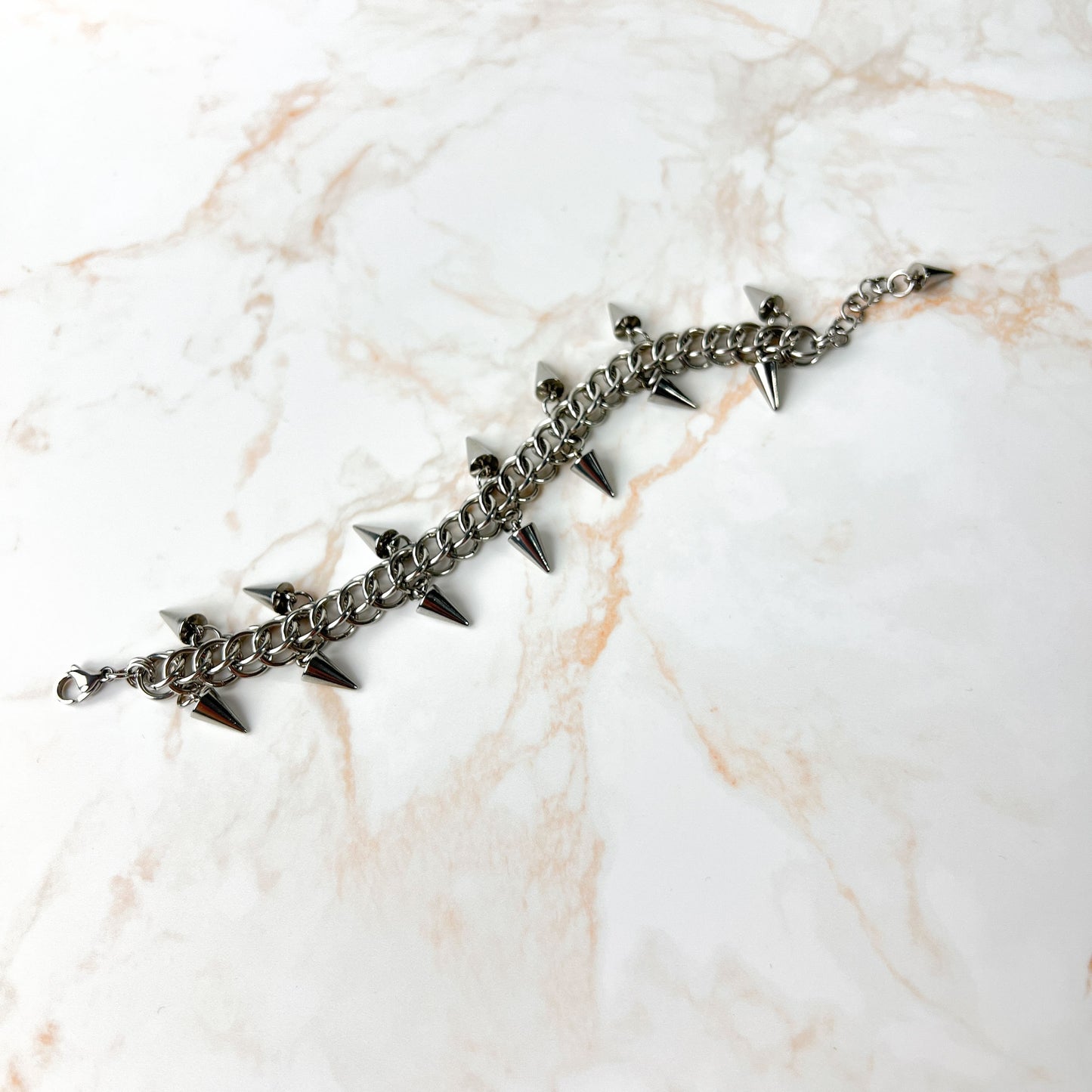 Half Persian spikes chainmail bracelet stainless steel Baguette Magick