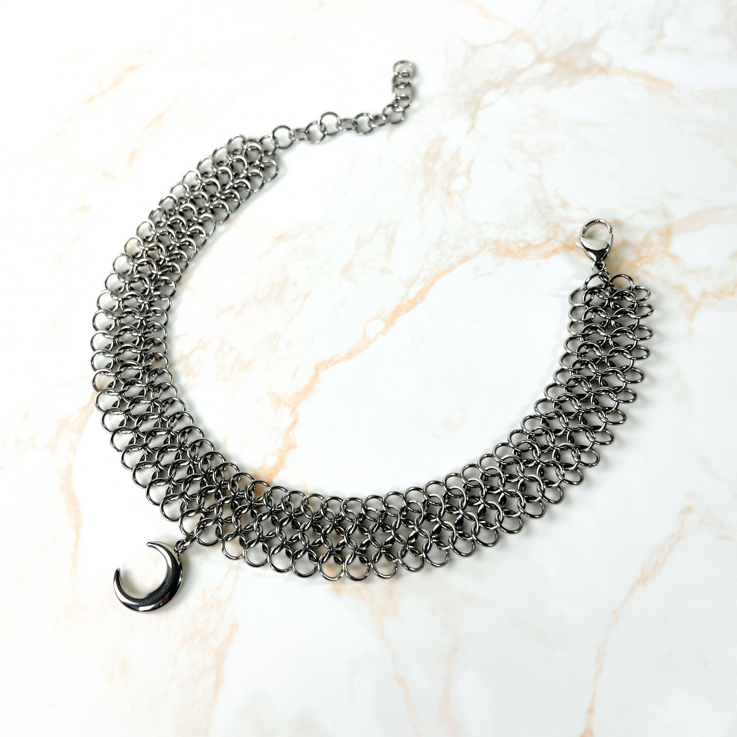 Moon crescent chainmail choker European 4 in 1 necklace Baguette Magick