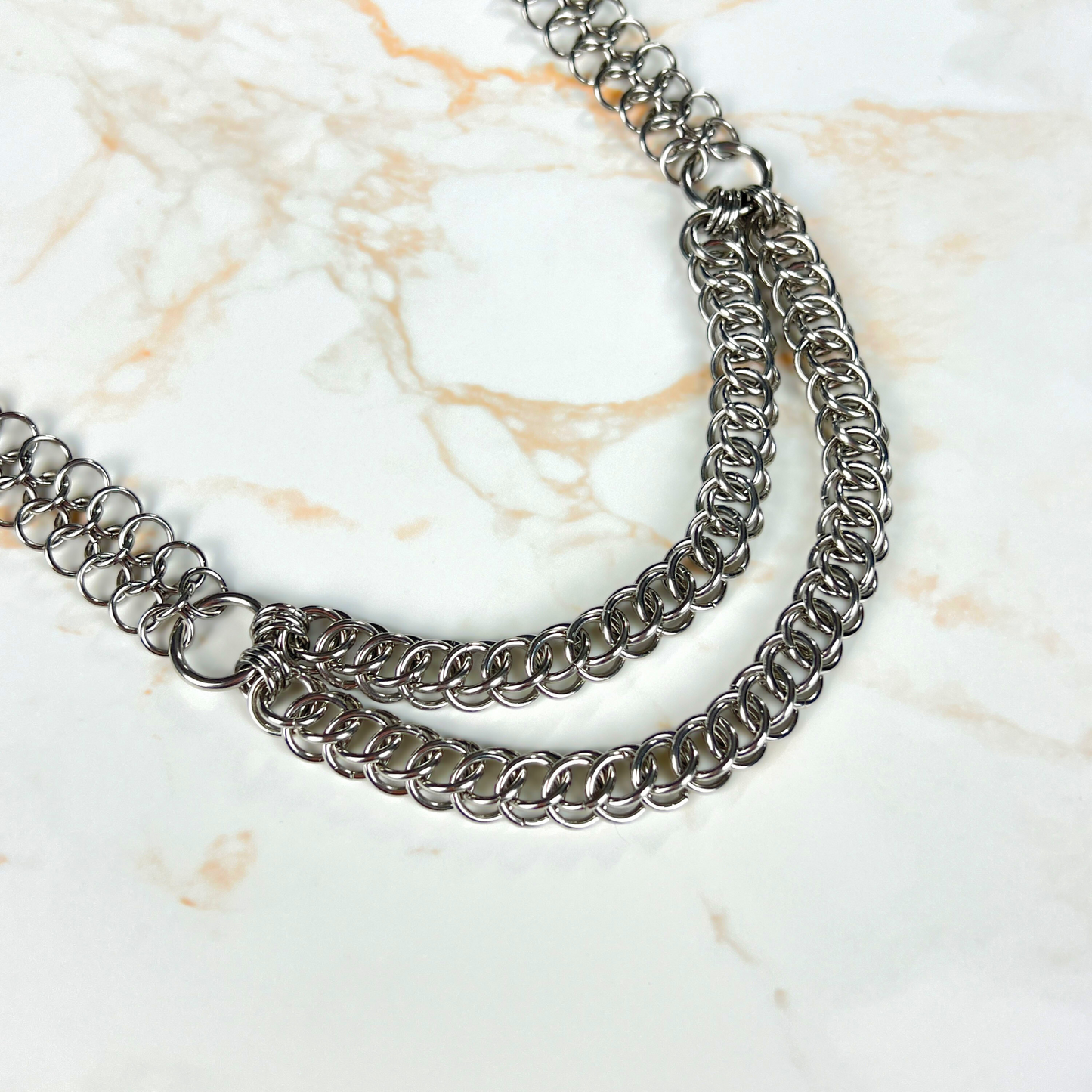 Double row chainmail necklace, half Persian and European Baguette Magick