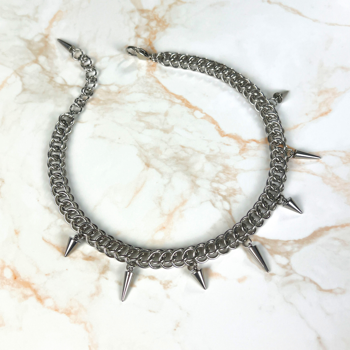 Half Persian chainmail choker with spikes, gothic necklace Baguette Magick