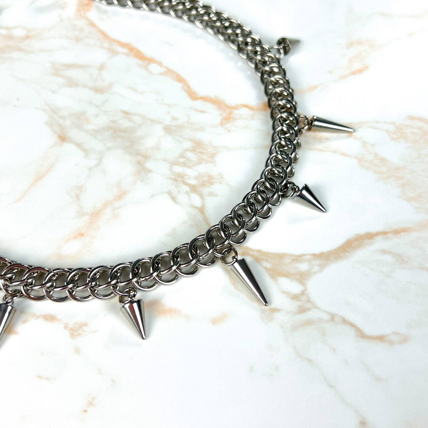 Half Persian chainmail choker with spikes, gothic necklace Baguette Magick