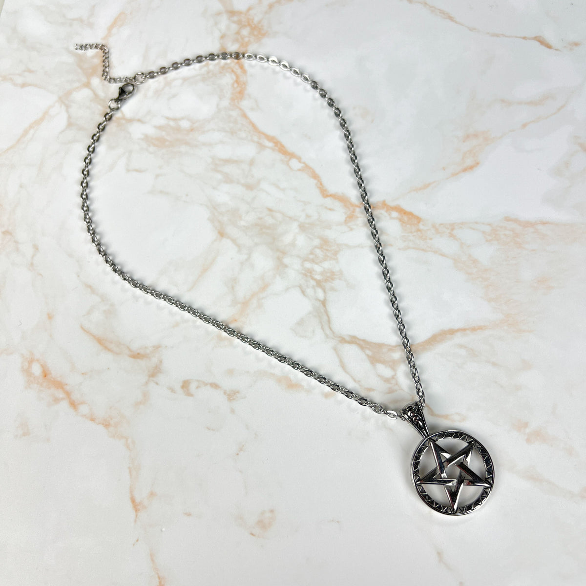 Stainless steel pentacle witch necklace Baguette Magick