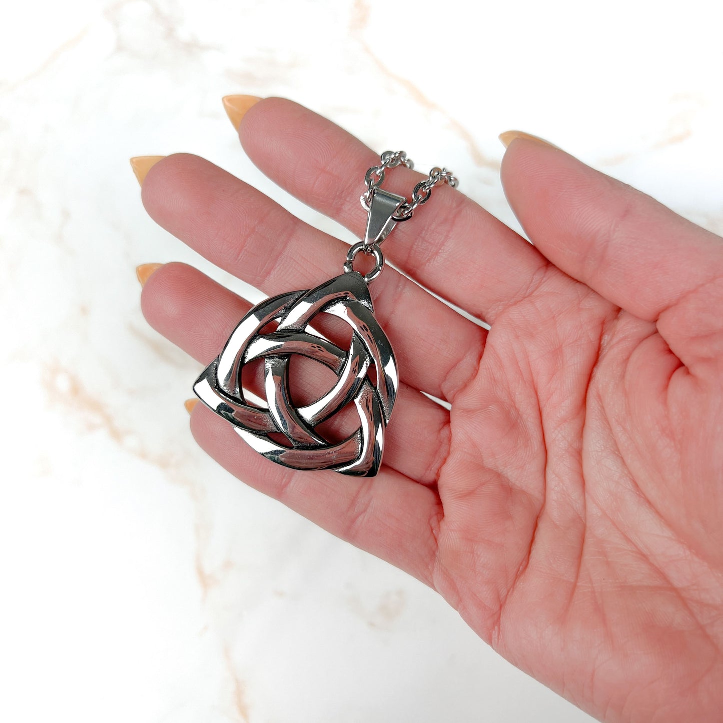 Big triquetra Celtic stainless steel pagan necklace Baguette Magick