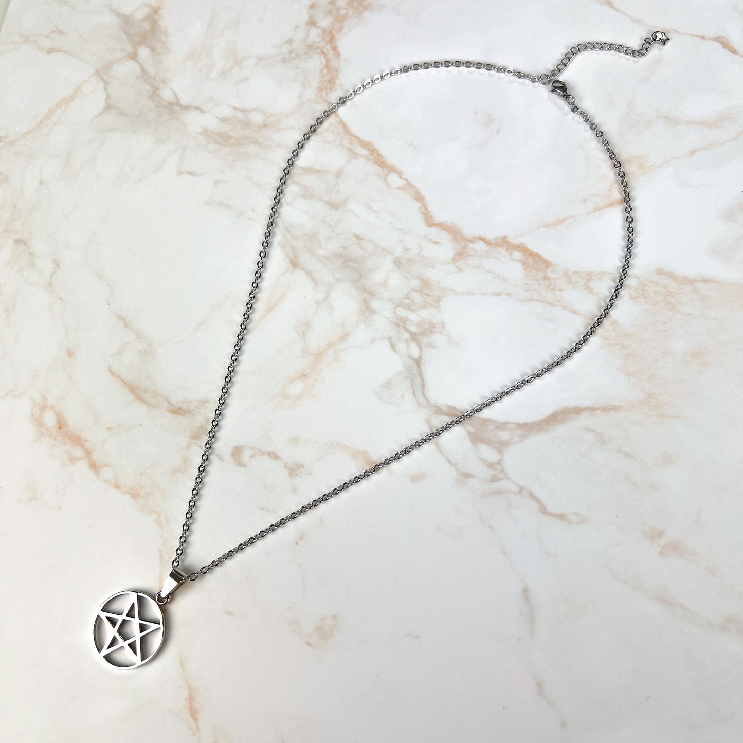 Stainless steel reversed pentacle necklace Baguette Magick