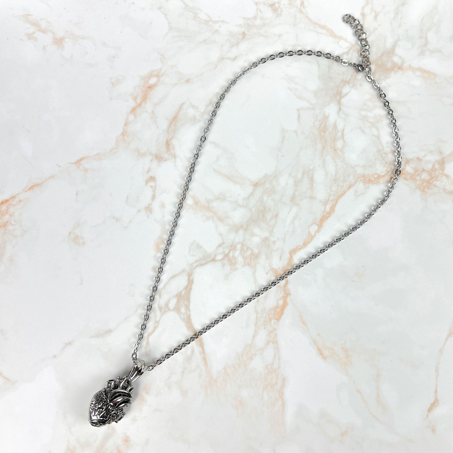 Anatomical heart stainless steel locket necklace Baguette Magick