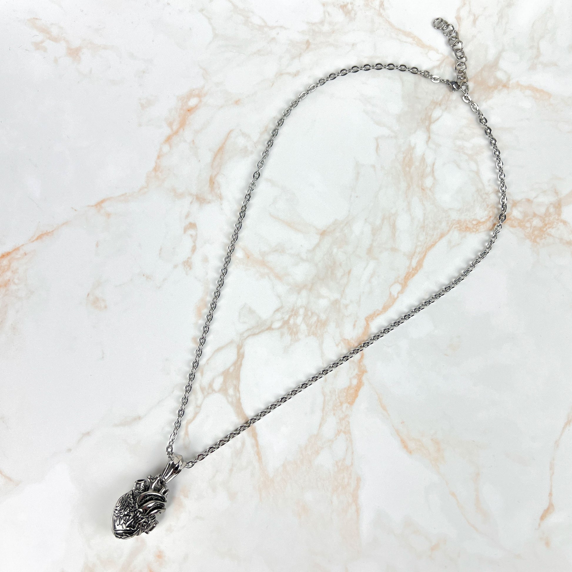 Anatomical heart stainless steel locket necklace Baguette Magick