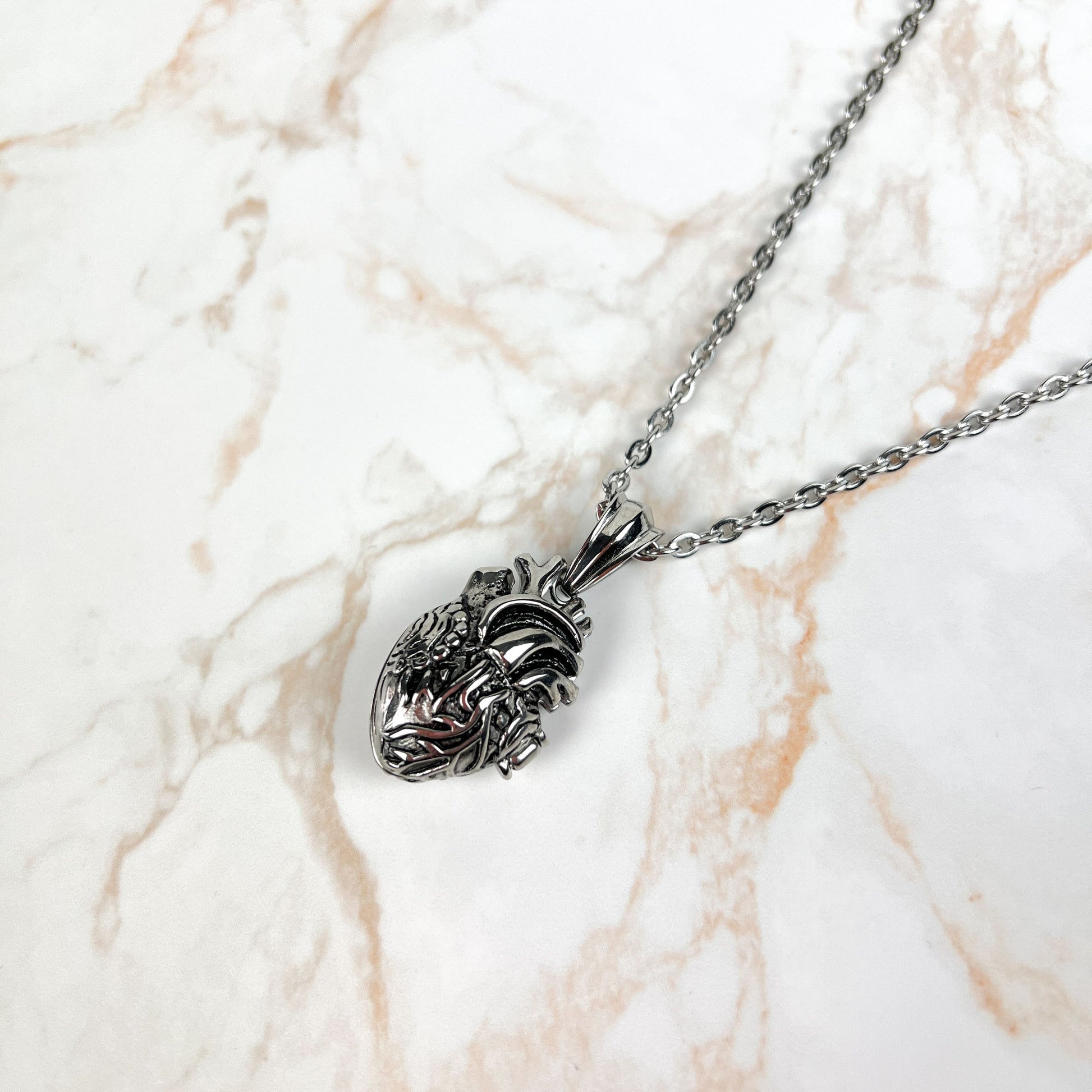 Anatomical heart stainless steel locket necklace Baguette Magick