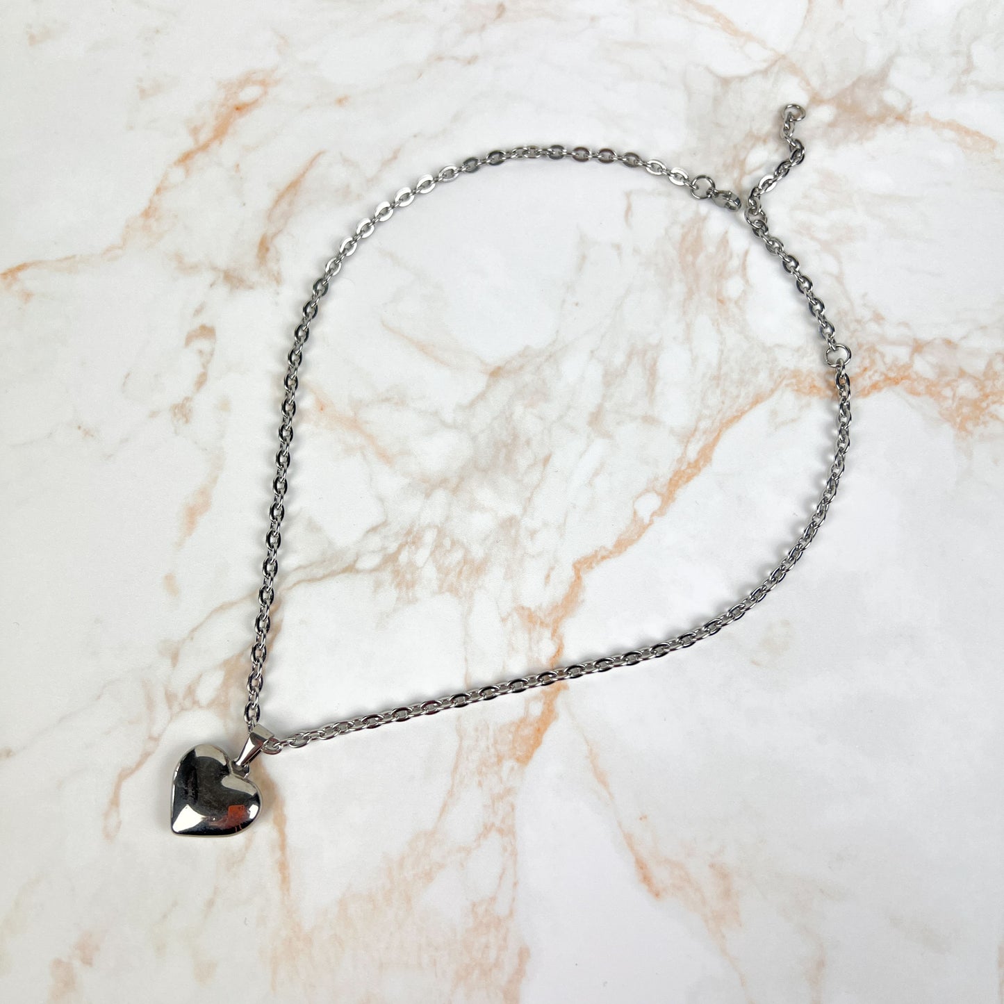 Puffy heart stainless steel gothic necklace Baguette Magick