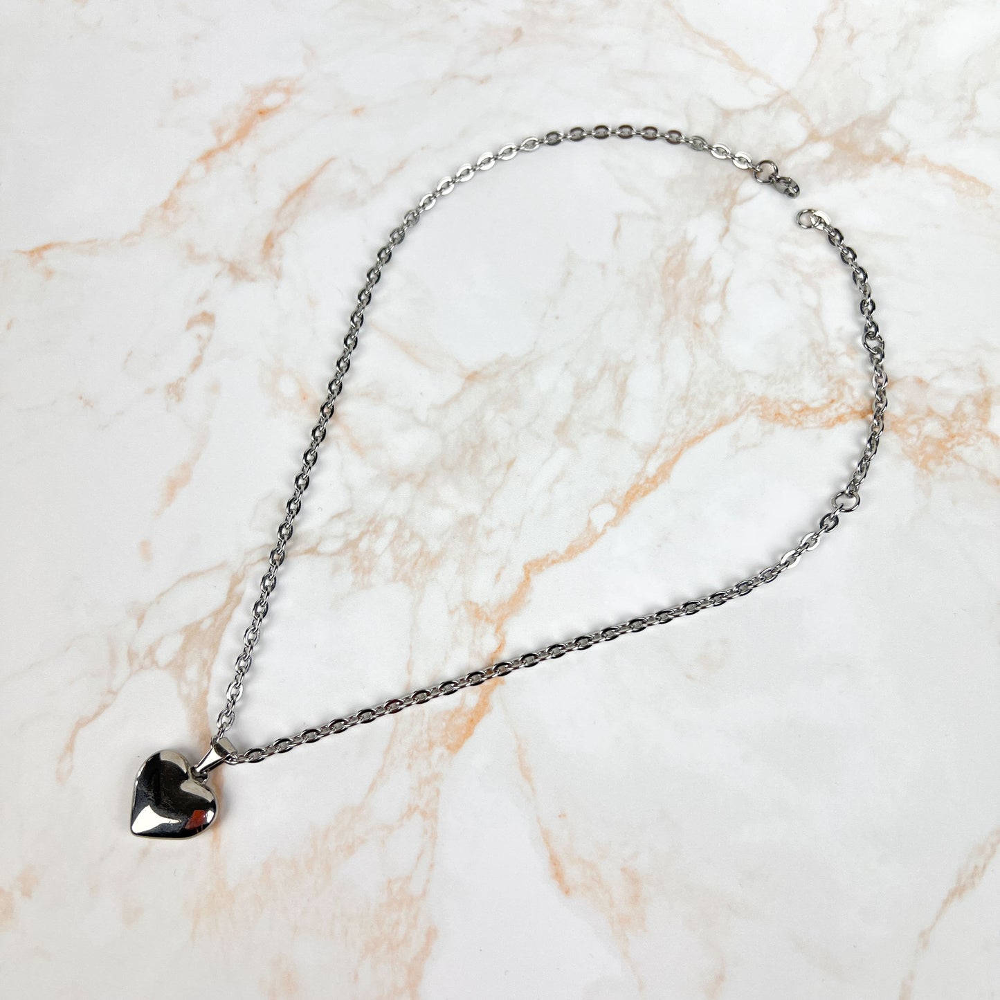 Puffy heart stainless steel gothic necklace Baguette Magick