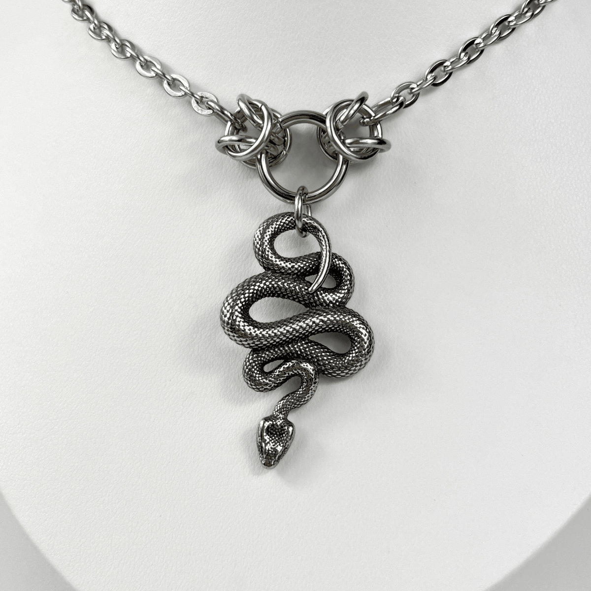 Snake choker necklace with Byzantine accents
