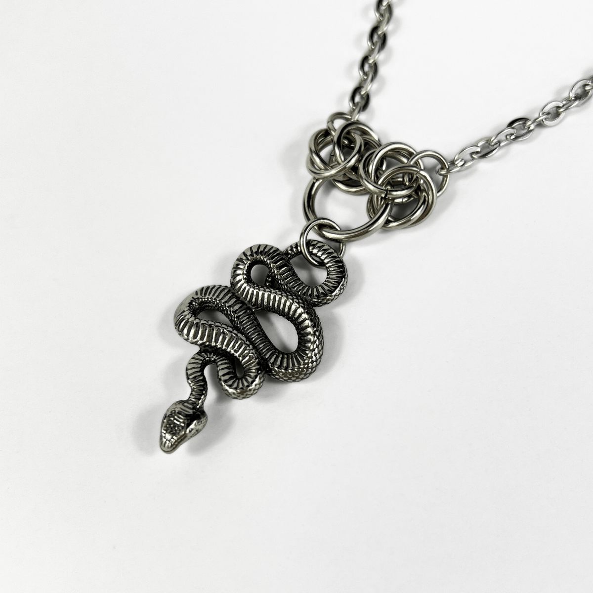 Snake choker necklace with Byzantine accents