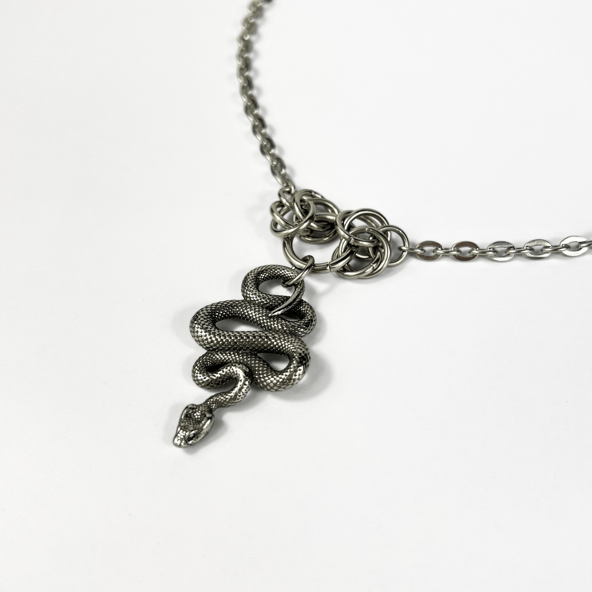Snake choker necklace with Byzantine accents