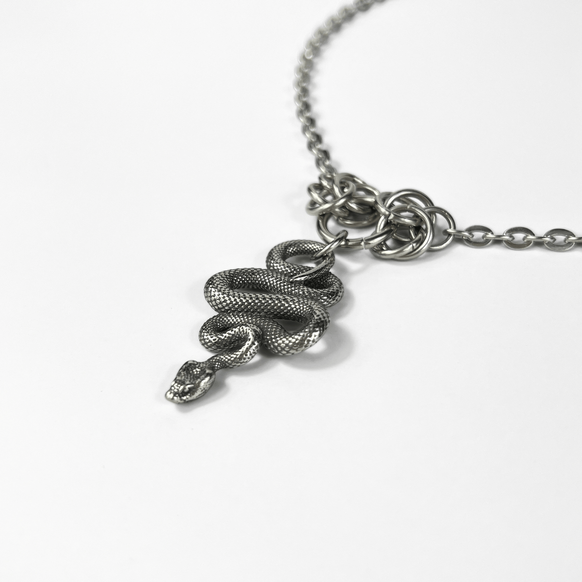 Snake choker necklace with Byzantine accents