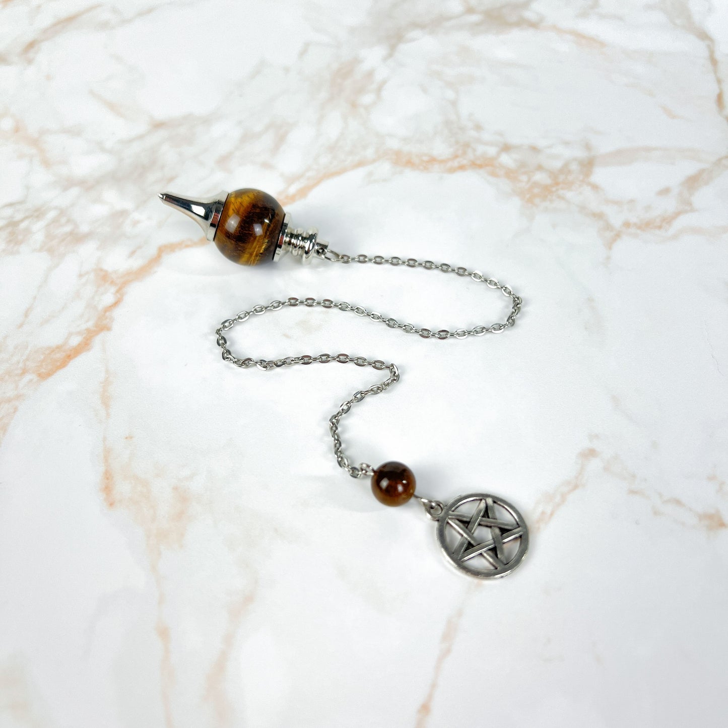 Tiger eye and pentacle Sephoroton dowsing pendulum Baguette Magick