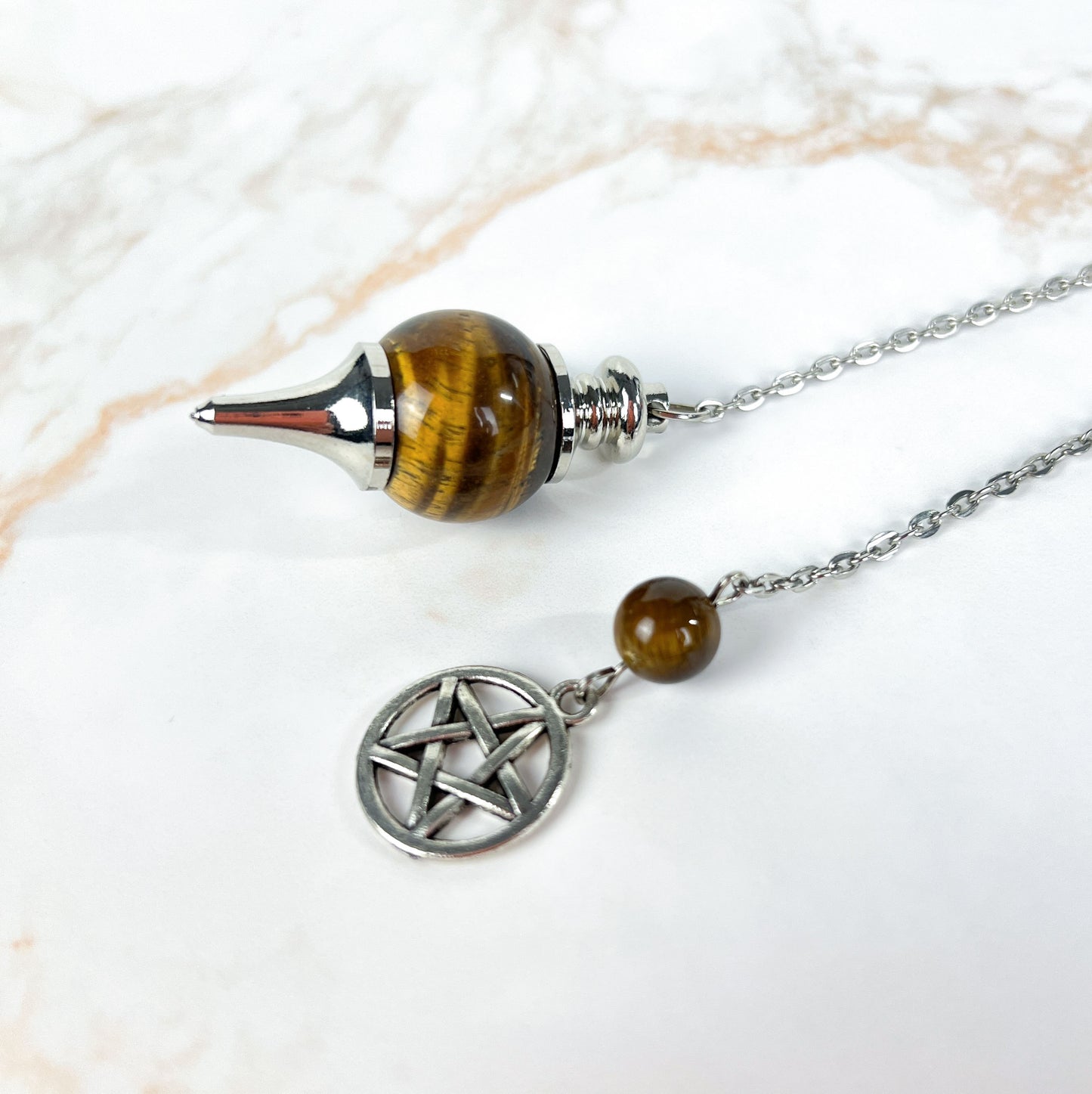 Tiger eye and pentacle Sephoroton dowsing pendulum Baguette Magick