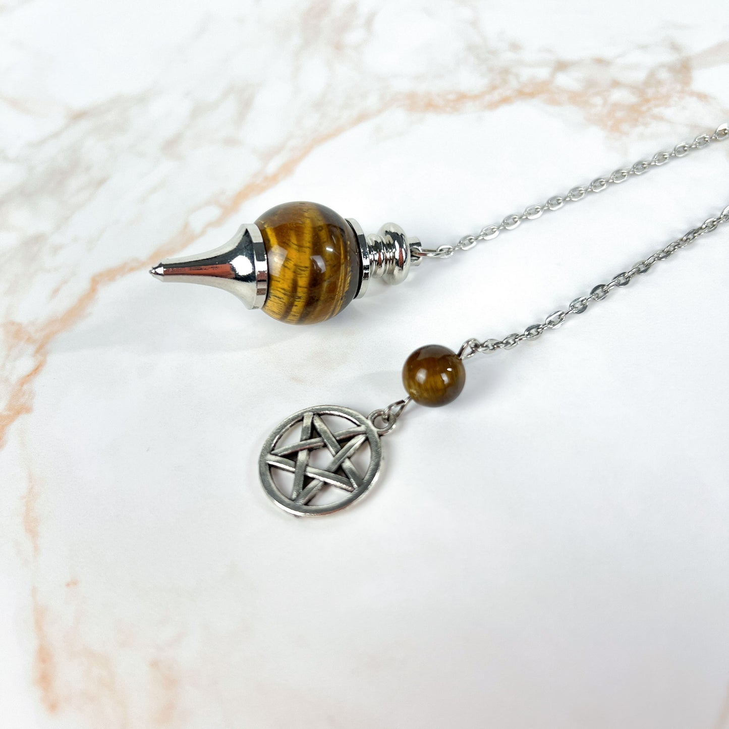 Tiger eye and pentacle Sephoroton dowsing pendulum Baguette Magick