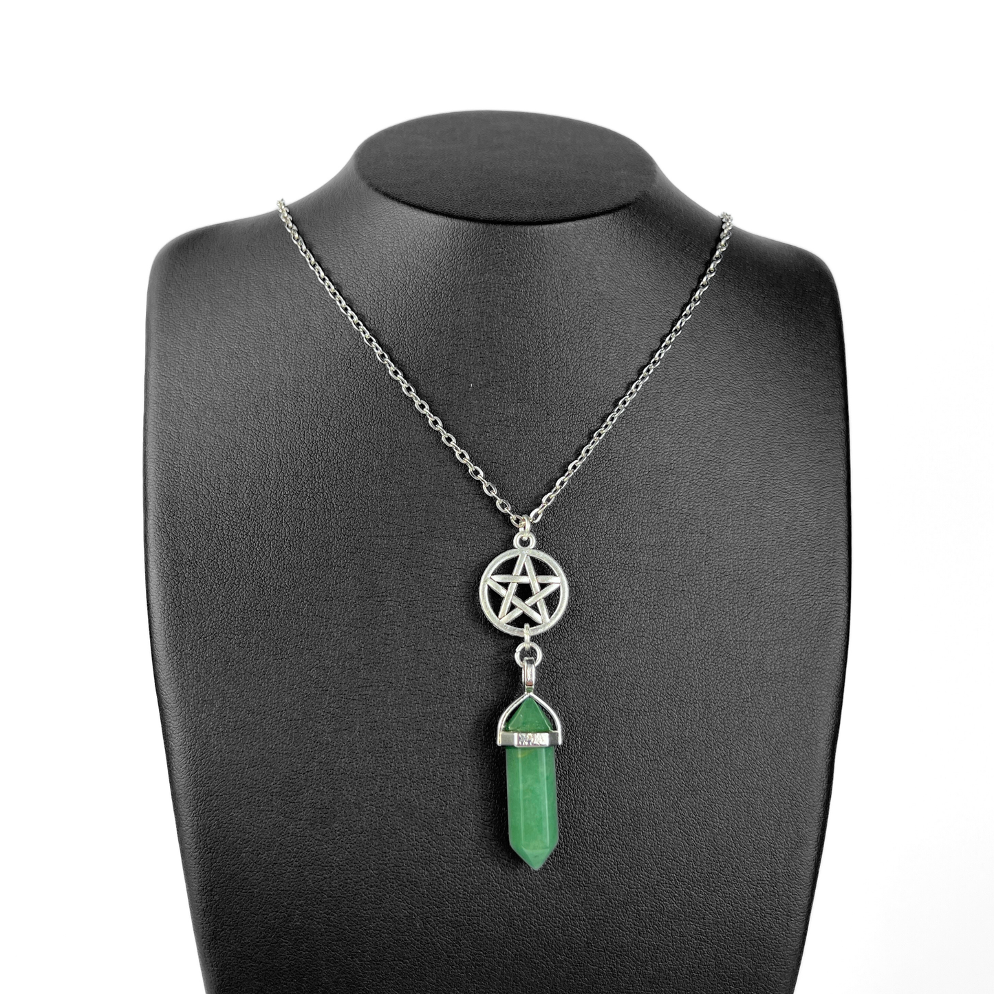 Pentacle pendulum necklace - obsidian, quartz, rose quartz, or aventurine