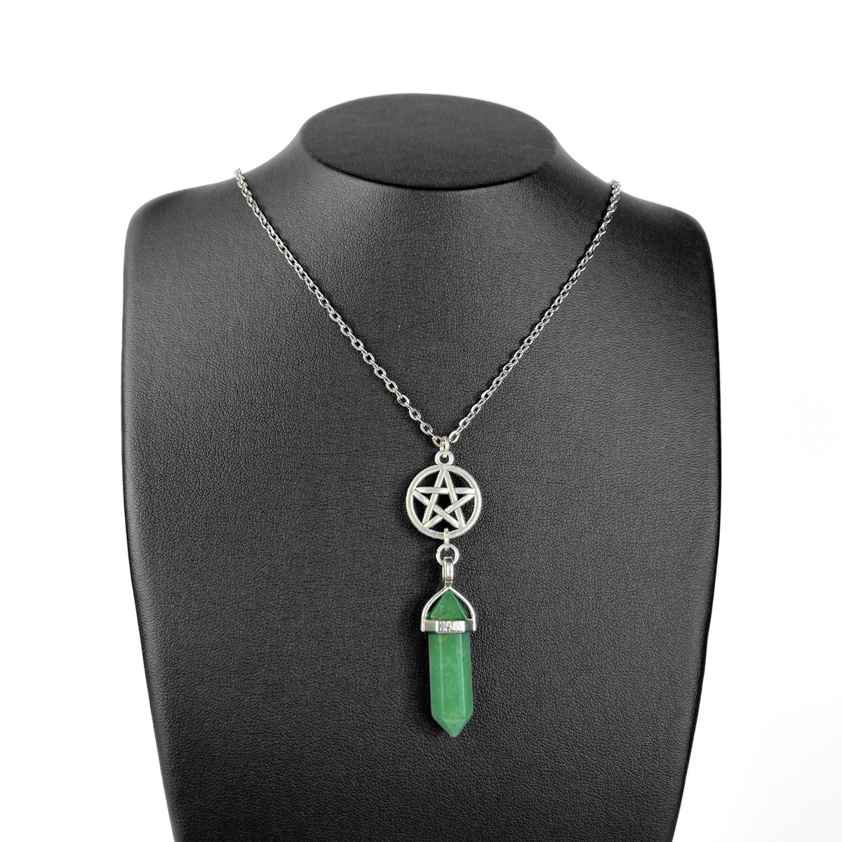 Pentacle pendulum necklace - obsidian, quartz, rose quartz, or aventurine