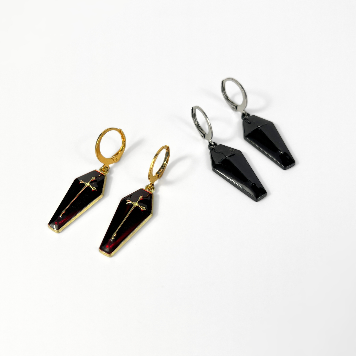 Coffins gothic earrings dark goth Halloween jewelry Baguette Magick