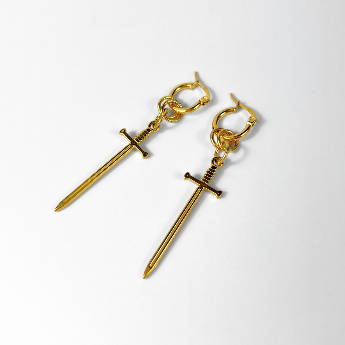 Boucles d'oreilles créoles en or en forme d'épée, bijoux fantaisie