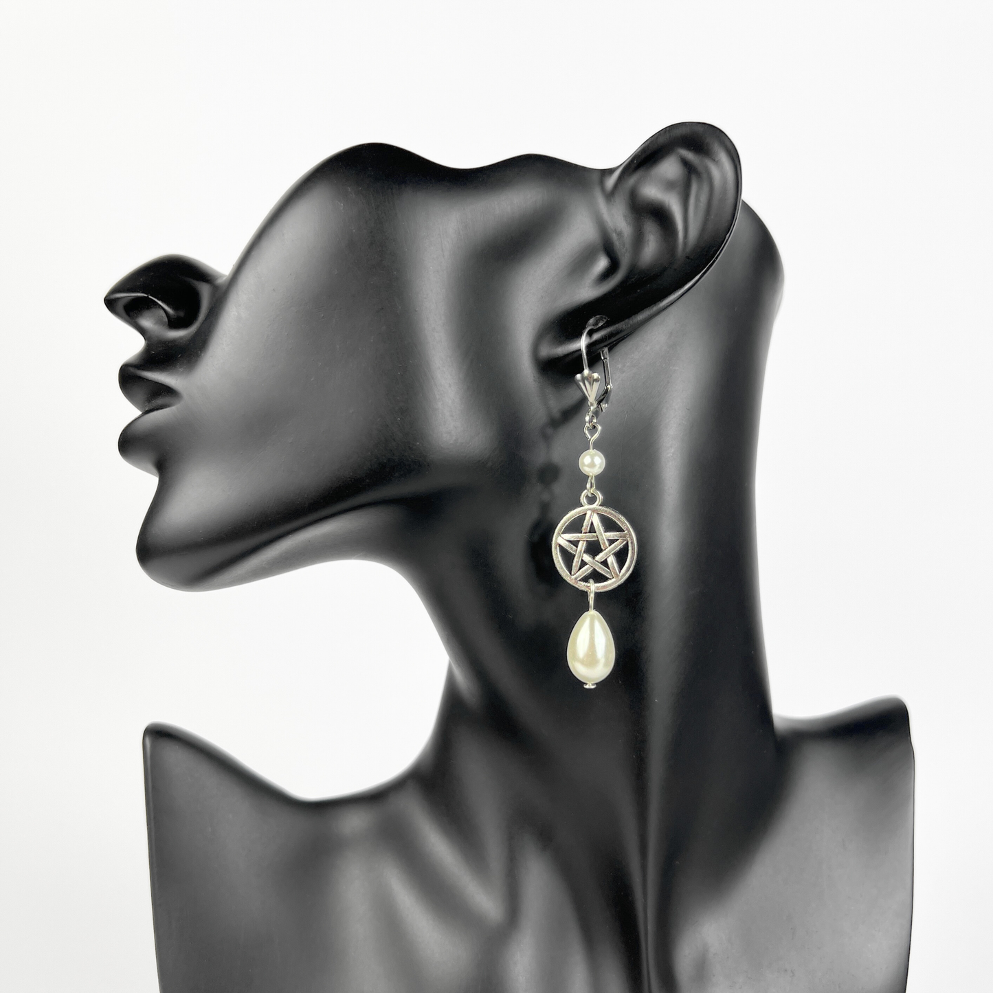 Victorian Edwardian pentacle and pearls teardrop earrings