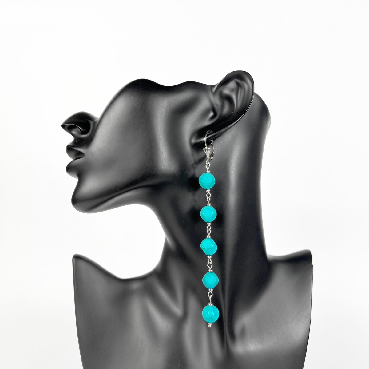 Long dangle & drop turquoise earrings Baguette Magick