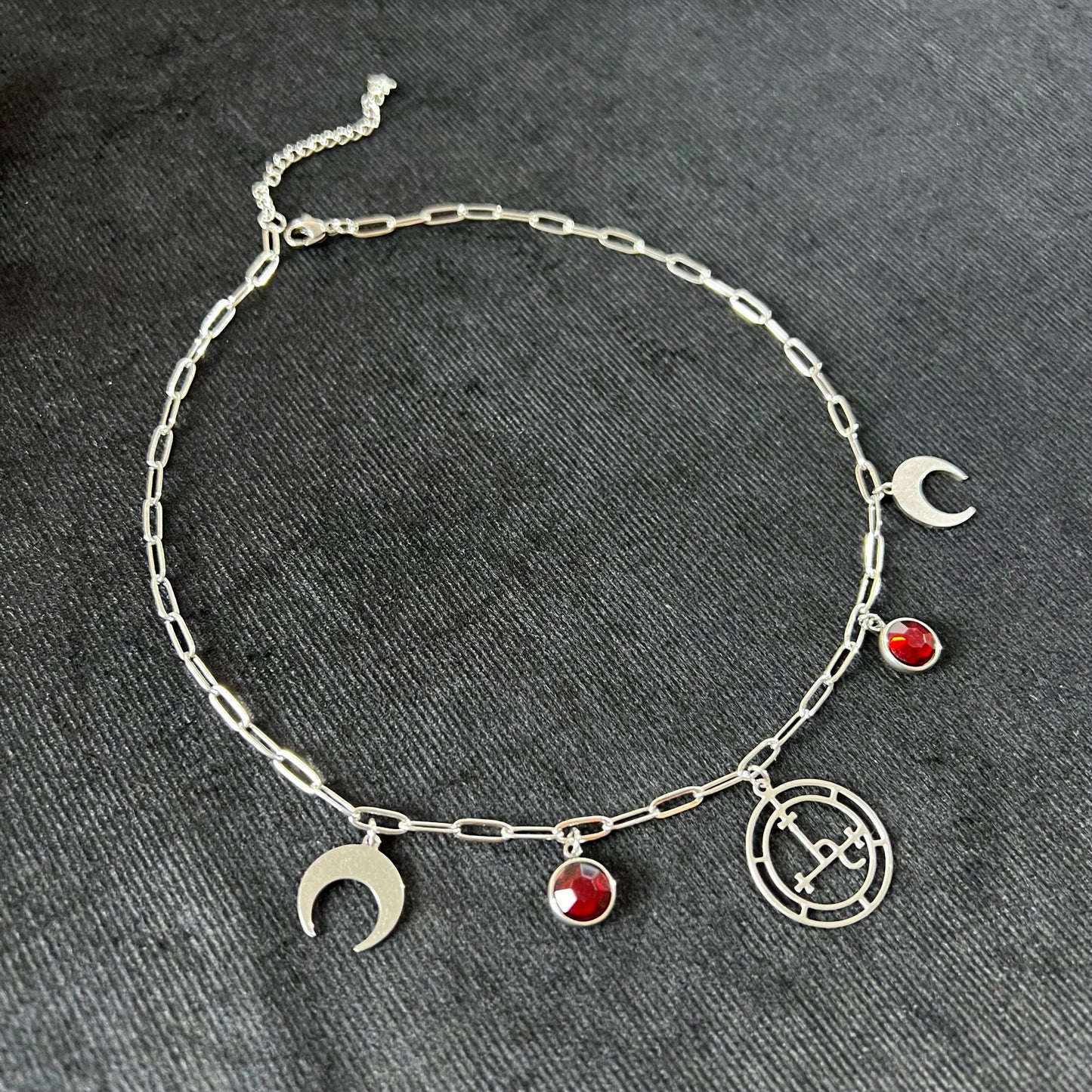 lilith sigil paper clip chain gothic occult necklace for witch baguette magick