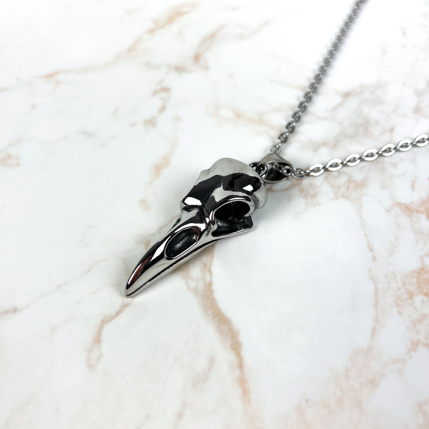 Stainless steel big bird skull gothic necklace Baguette Magick