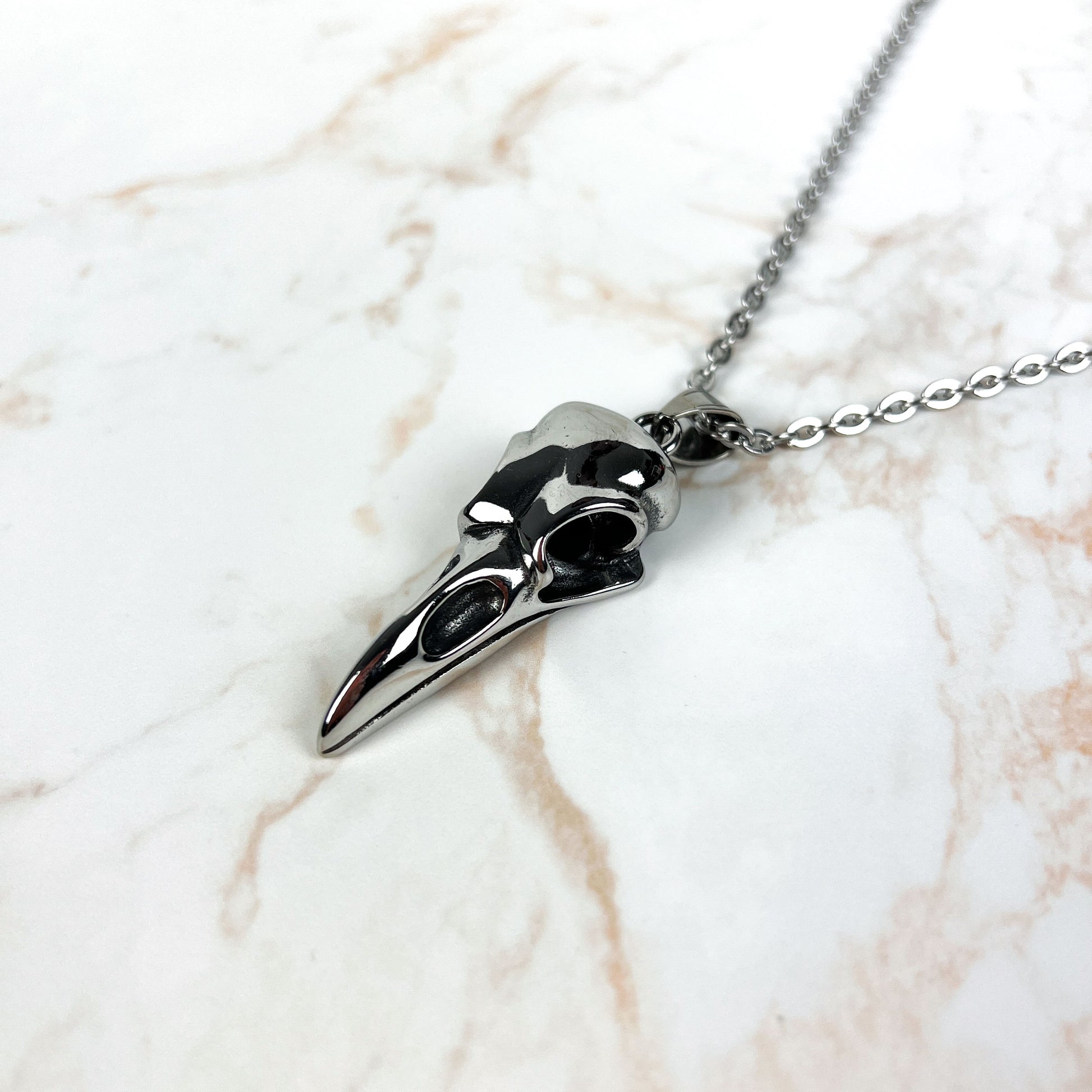 Stainless steel big bird skull gothic necklace Baguette Magick