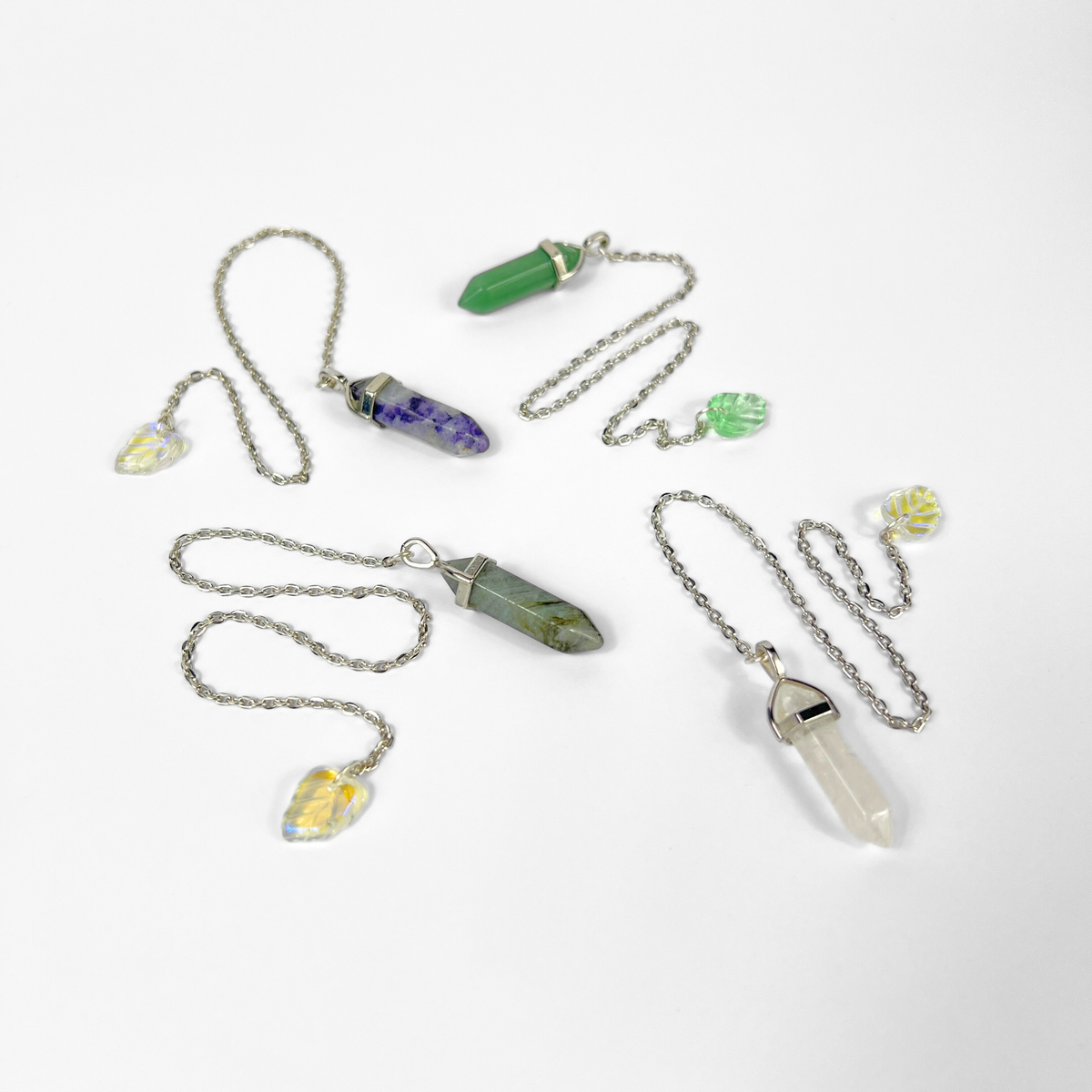 Charoite and leaf dowsing divination pendulum