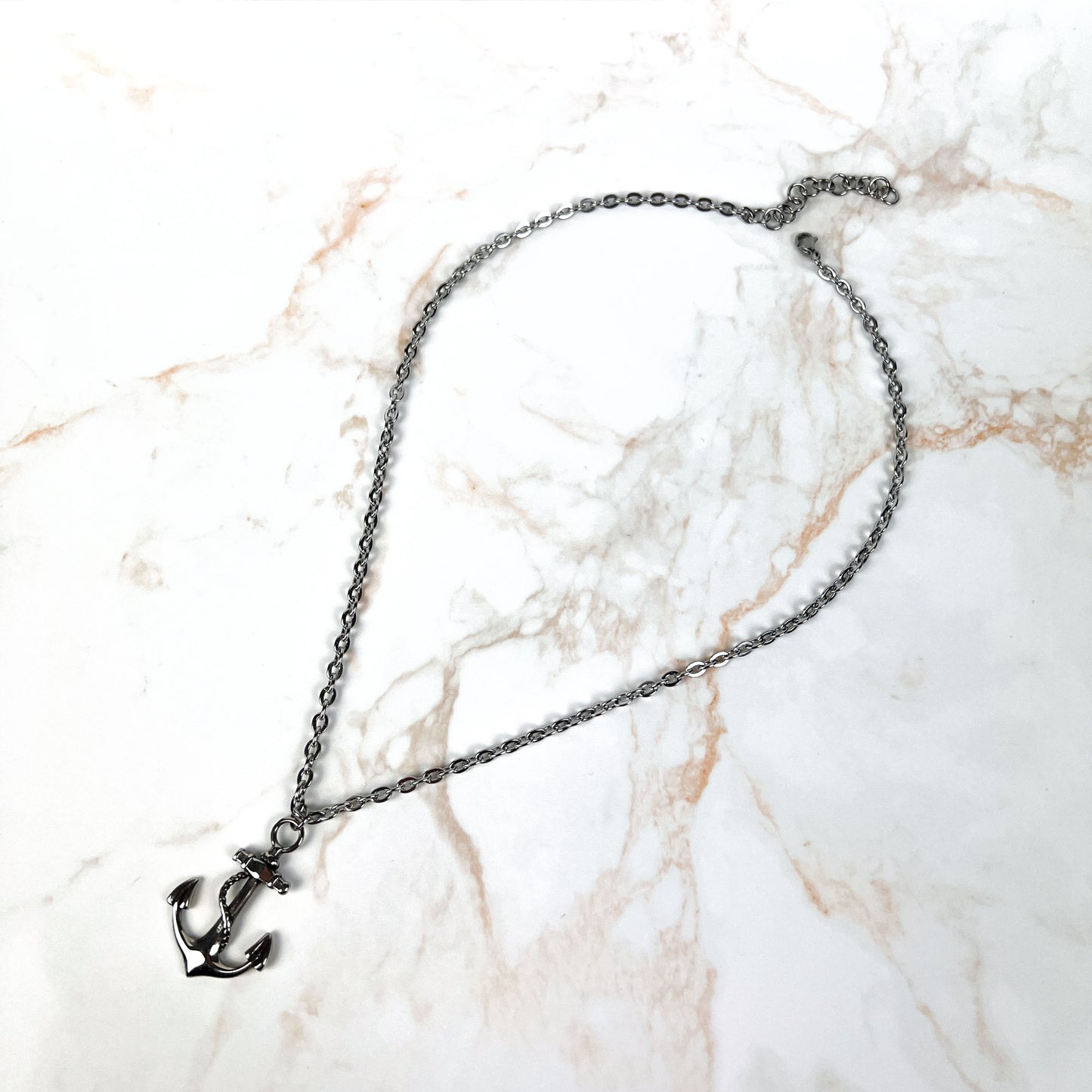 Marine anchor necklace, stainless steel Baguette Magick