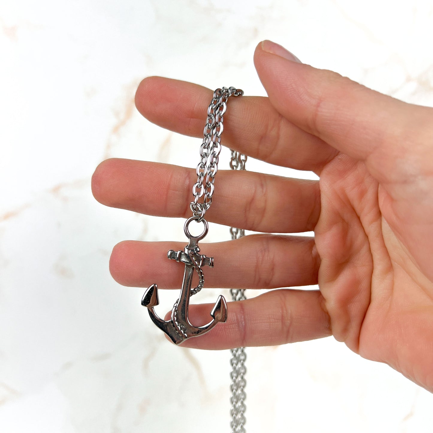 Marine anchor necklace, stainless steel Baguette Magick