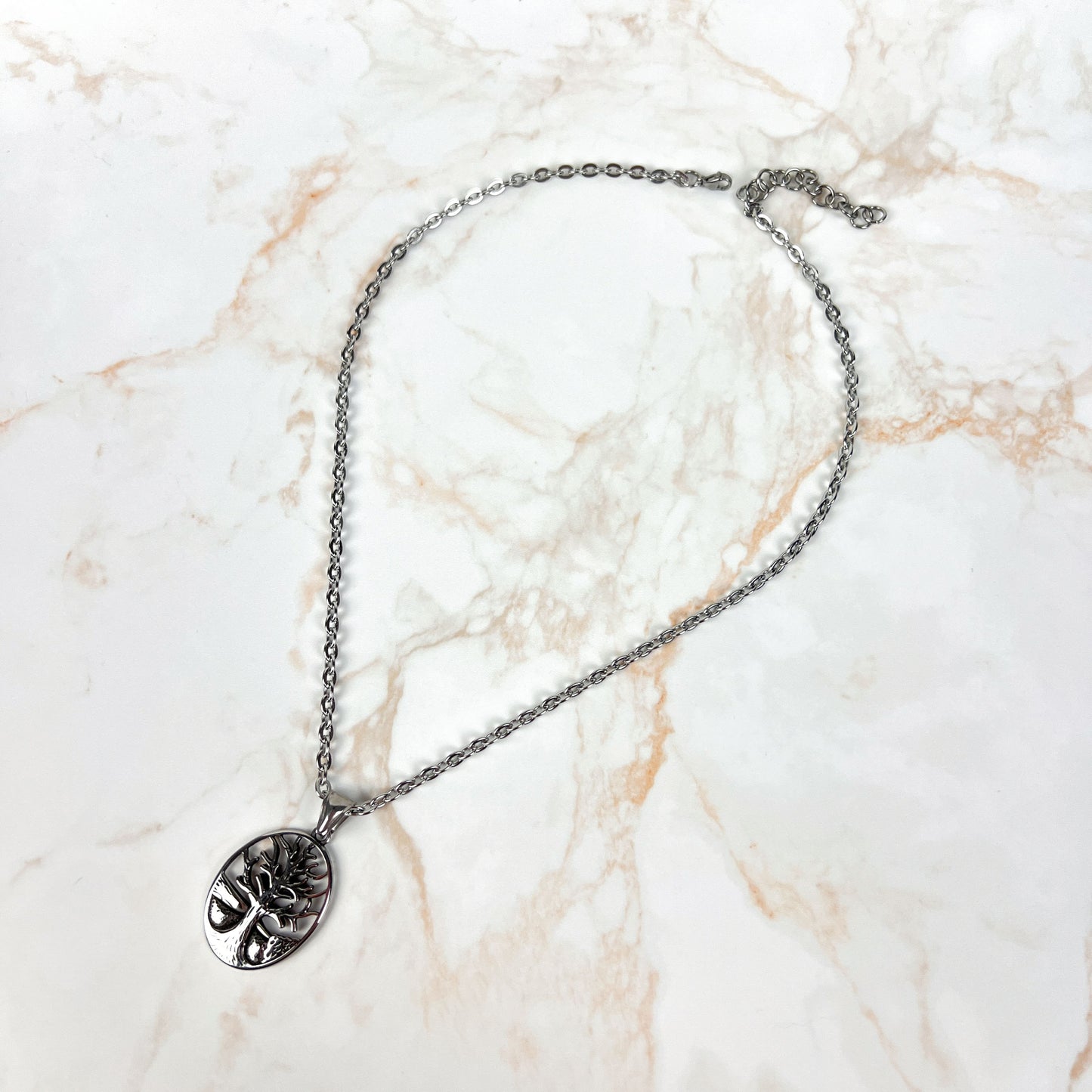 Winter tree gothic pendant necklace, stainless steel Baguette Magick