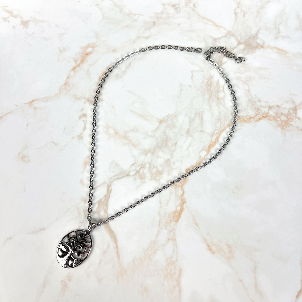 Winter tree gothic pendant necklace, stainless steel Baguette Magick