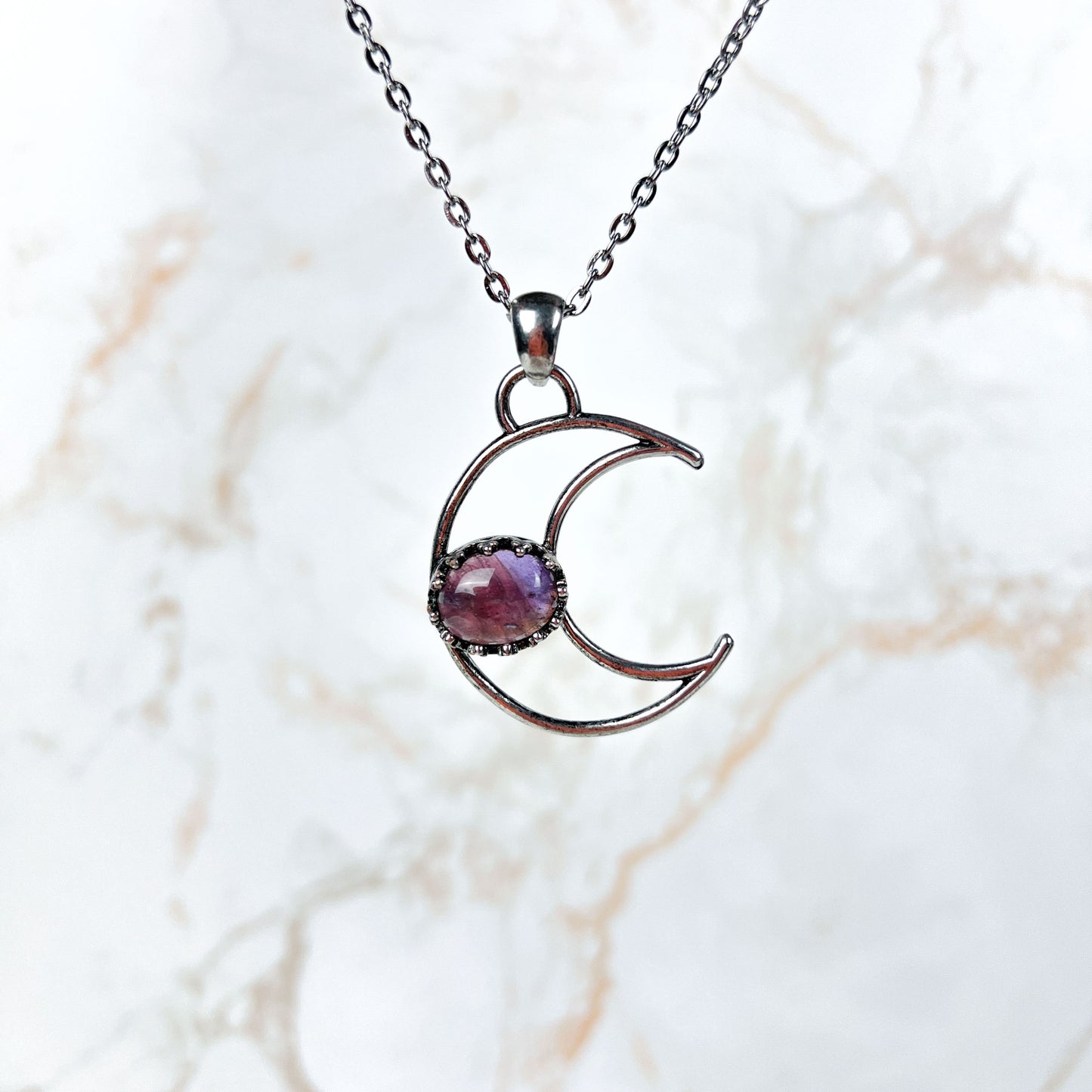 Crescent moon amethyst witchy choker necklace Baguette Magick