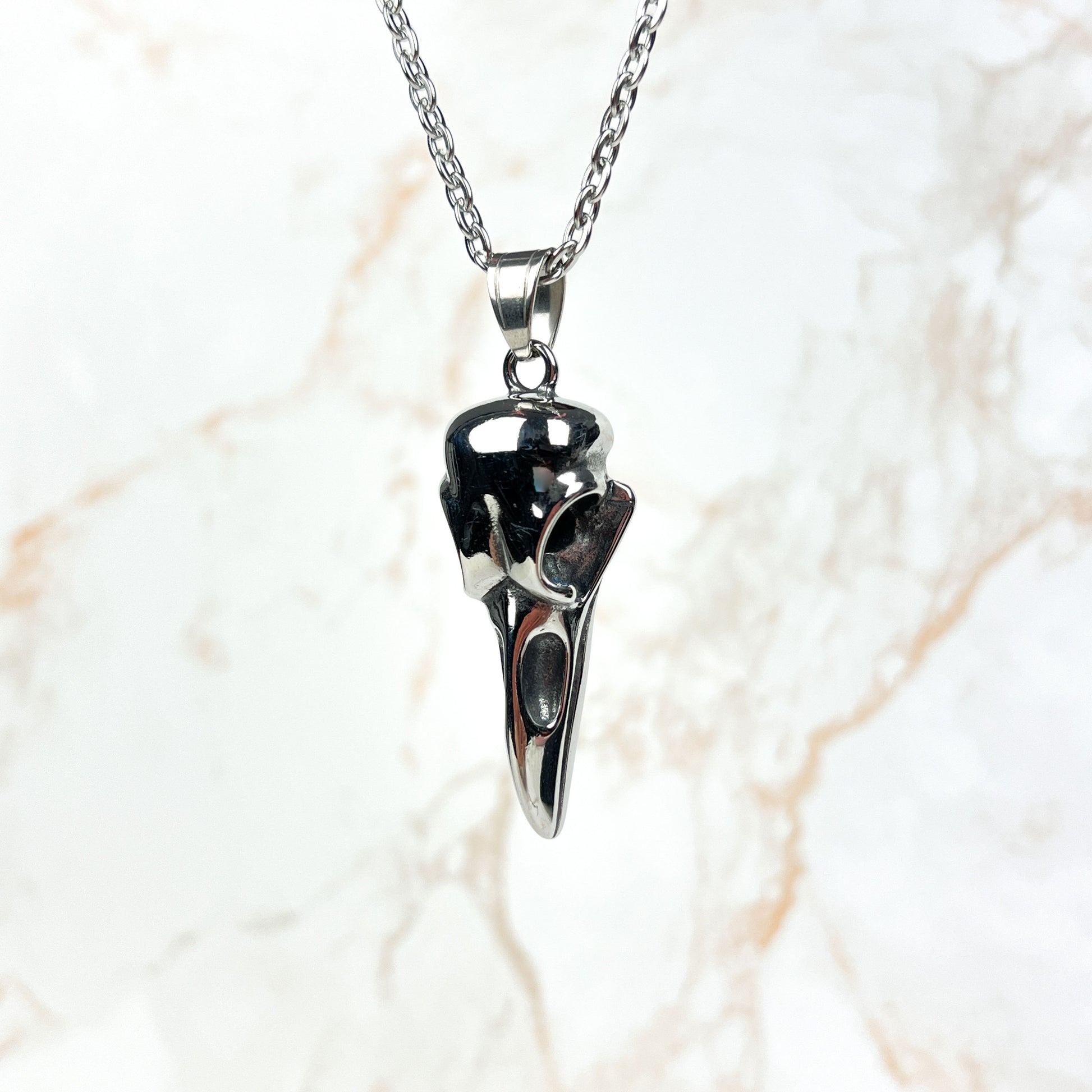 Stainless steel big bird skull gothic necklace Baguette Magick