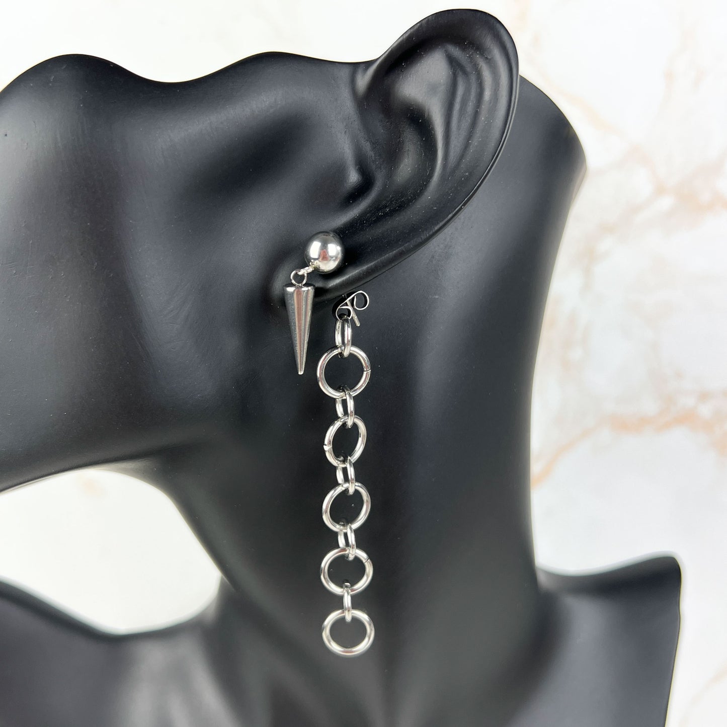 Spikes and back chunky chain stainless steel stud earrings Baguette Magick
