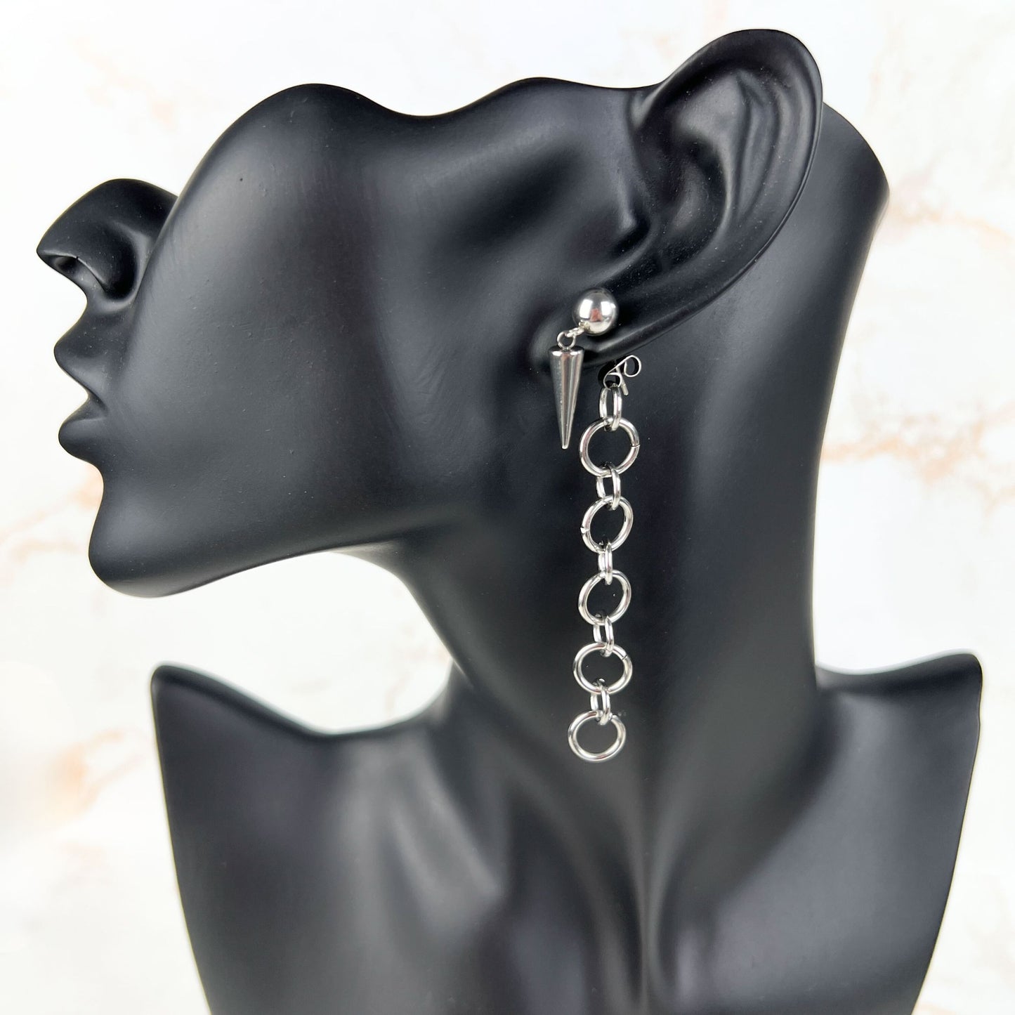 Spikes and back chunky chain stainless steel stud earrings Baguette Magick