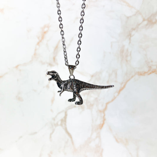 Velociraptor pendant necklace, dinosaur jewelry, raptor pendant, stainless steel, paleontology archeology geek nerdy gift