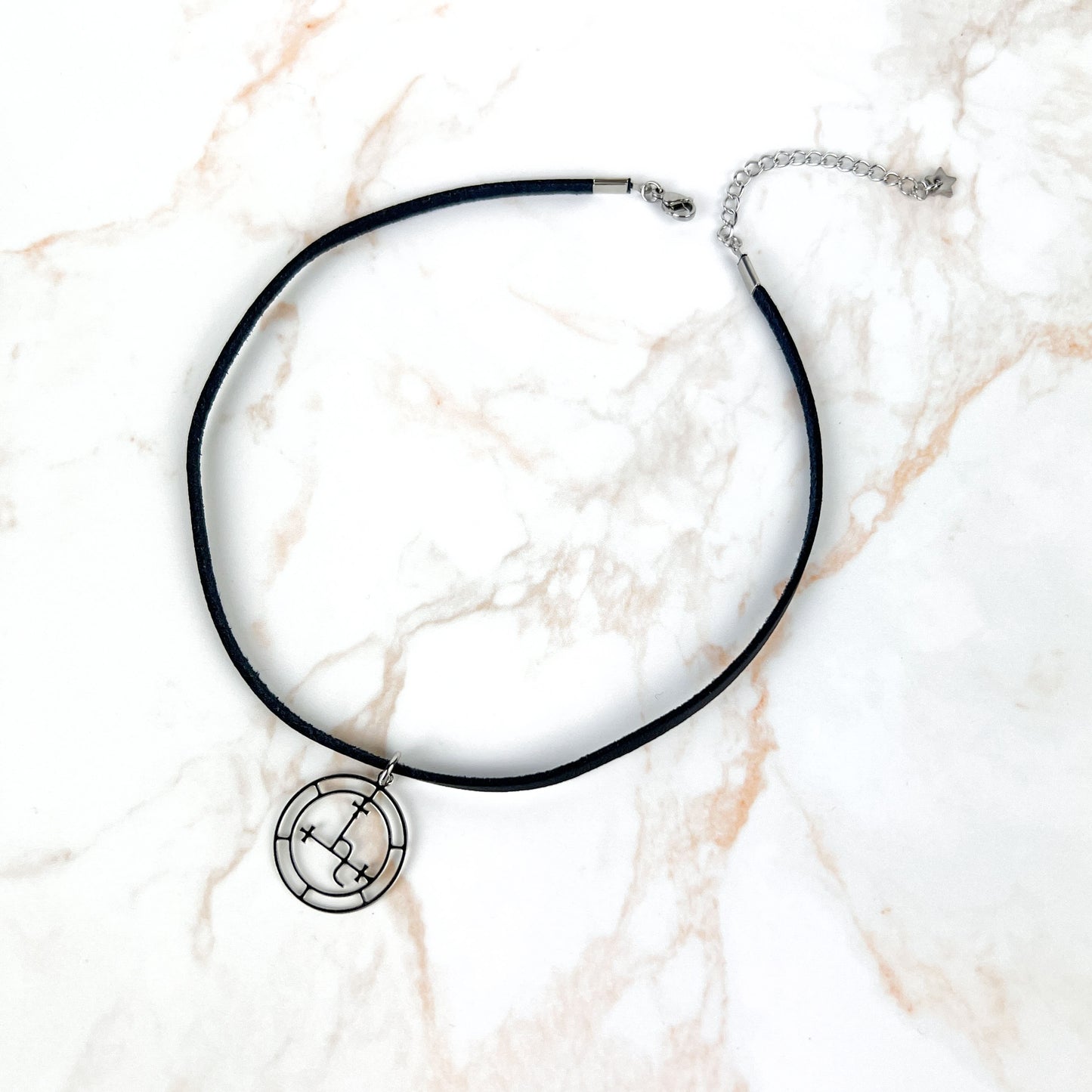 Witch black choker, vegan suede and stainless steel Baguette Magick