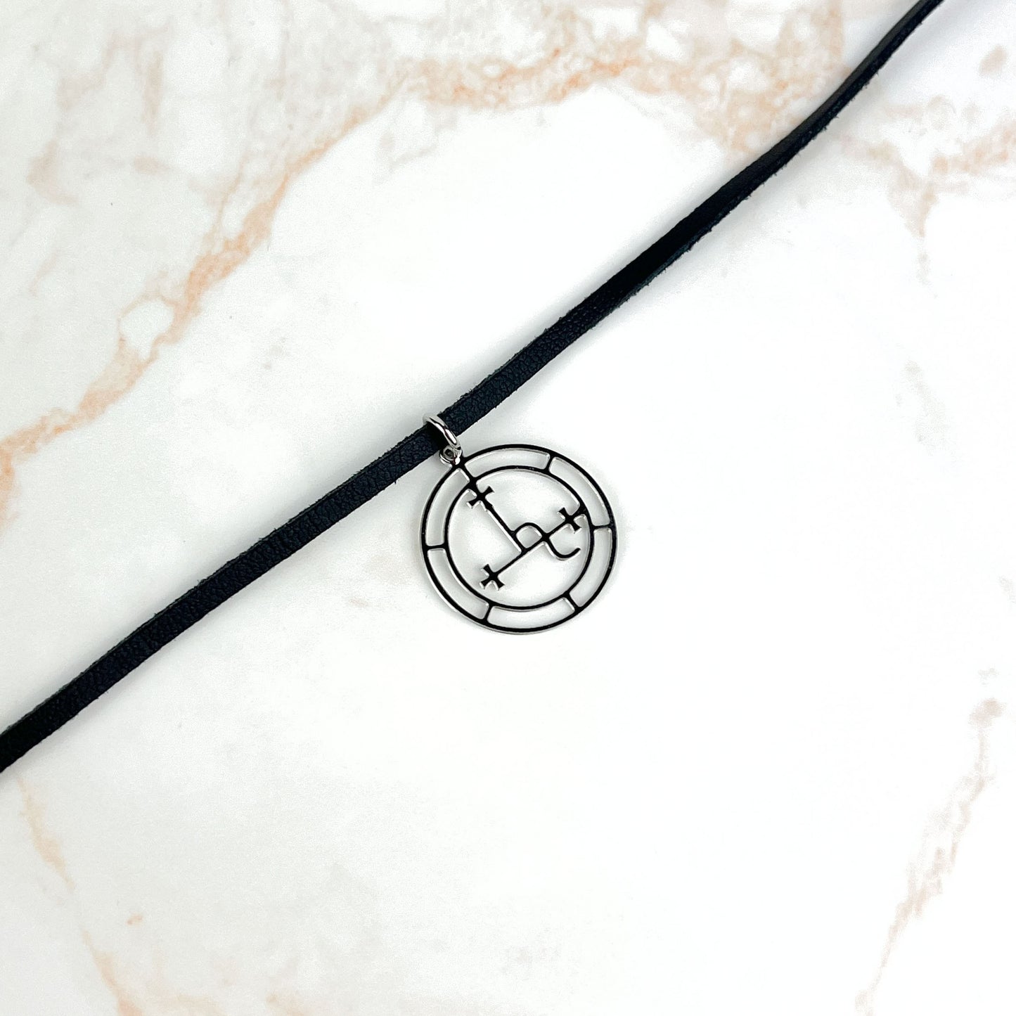 Witch black choker, vegan suede and stainless steel Baguette Magick