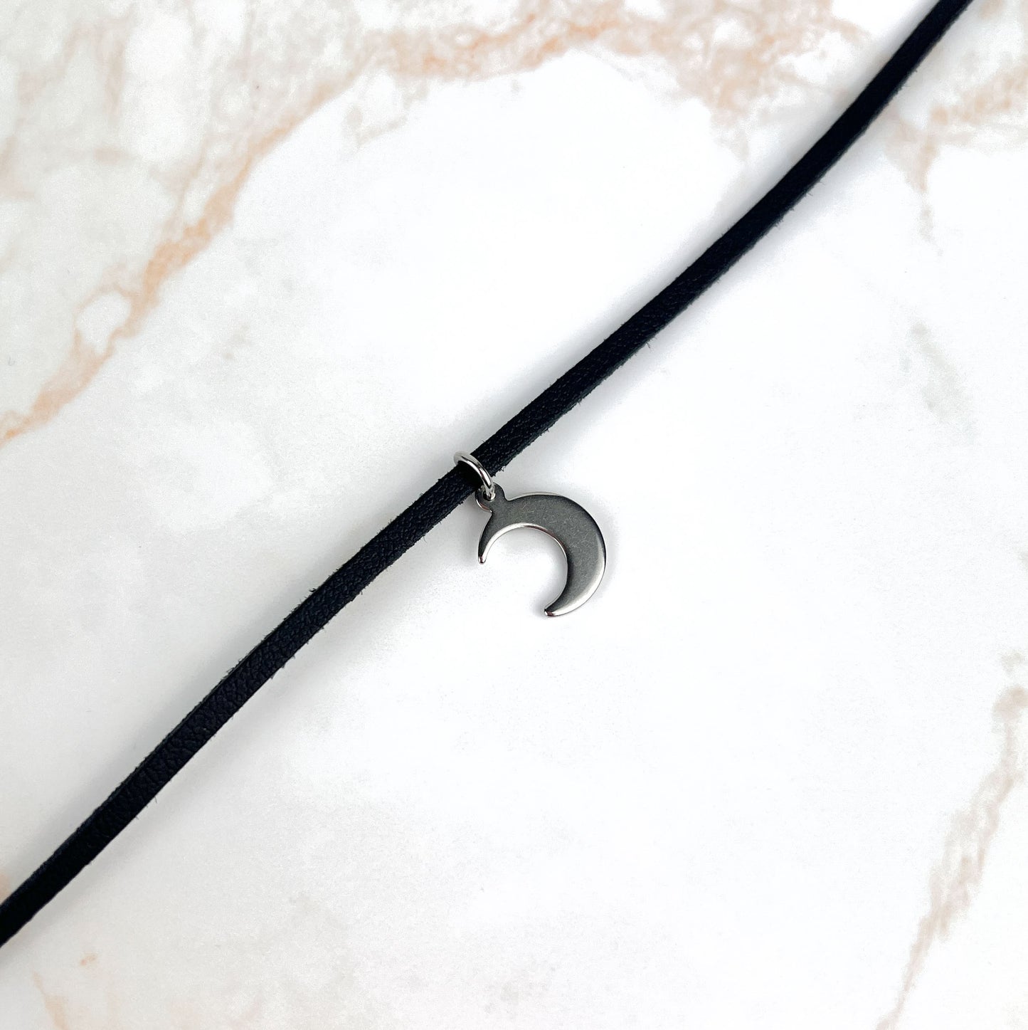 Witch black choker, vegan suede and stainless steel Baguette Magick