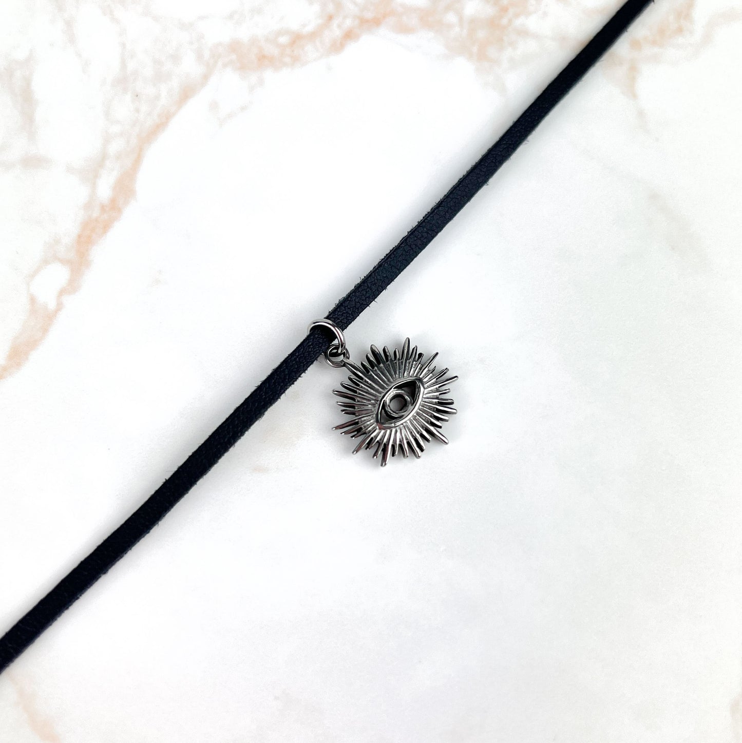 Witch black choker, vegan suede and stainless steel Baguette Magick