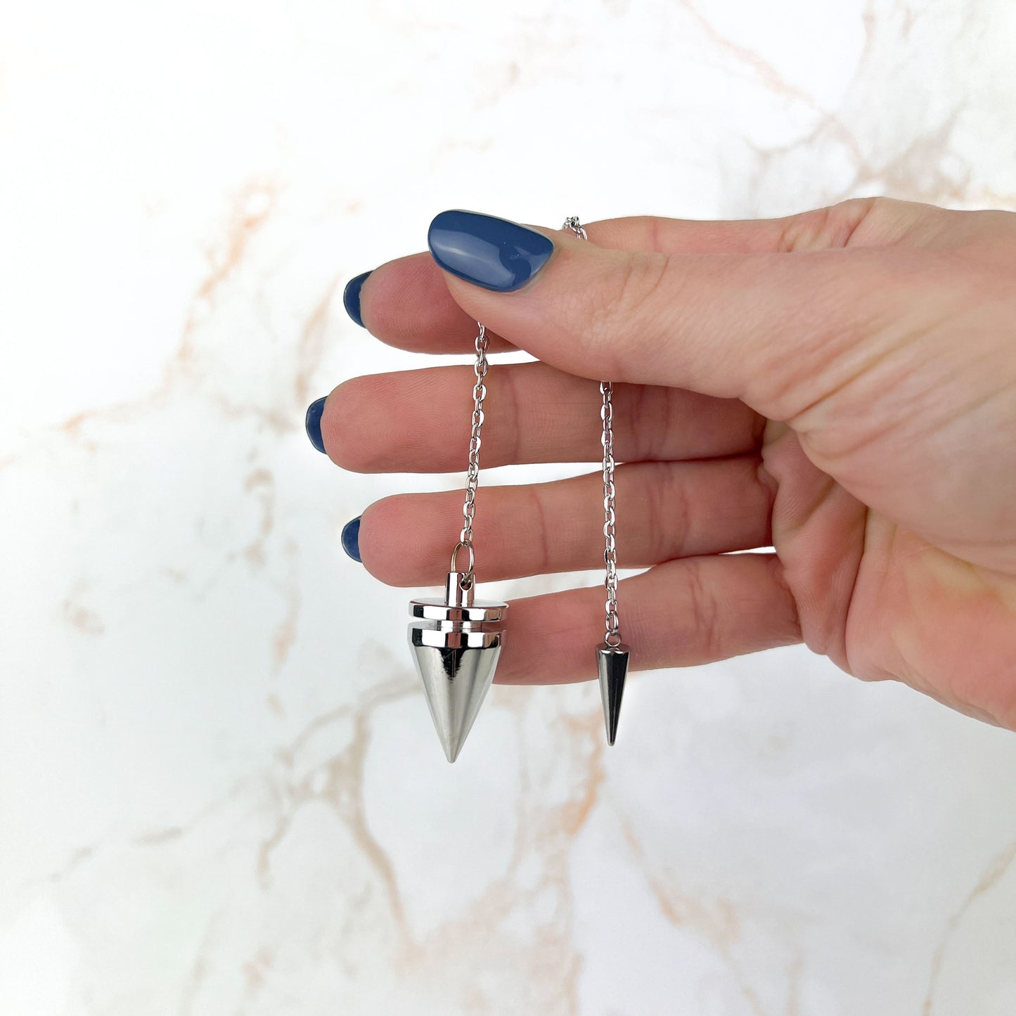 Cone and coil classic dowsing metal pendulum with a spike charm Baguette Magick