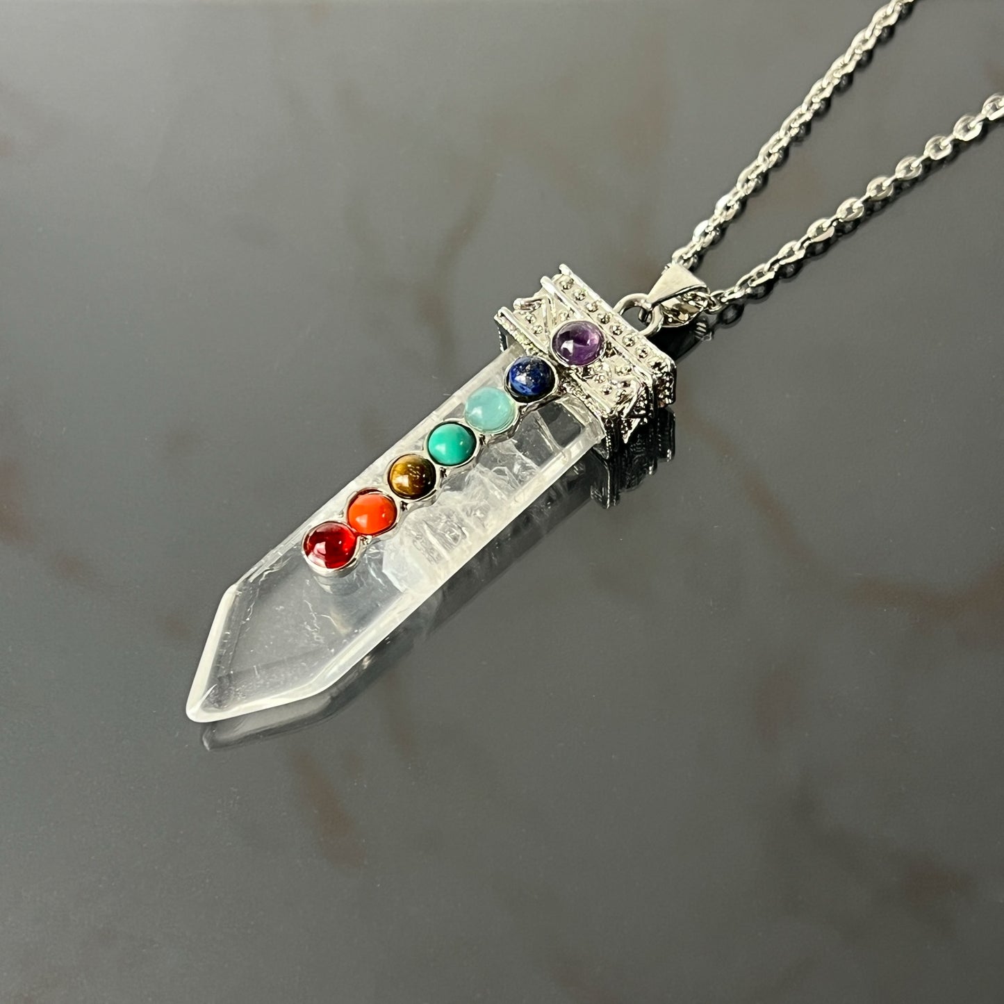 7 chakras quartz spiritual necklace Baguette Magick